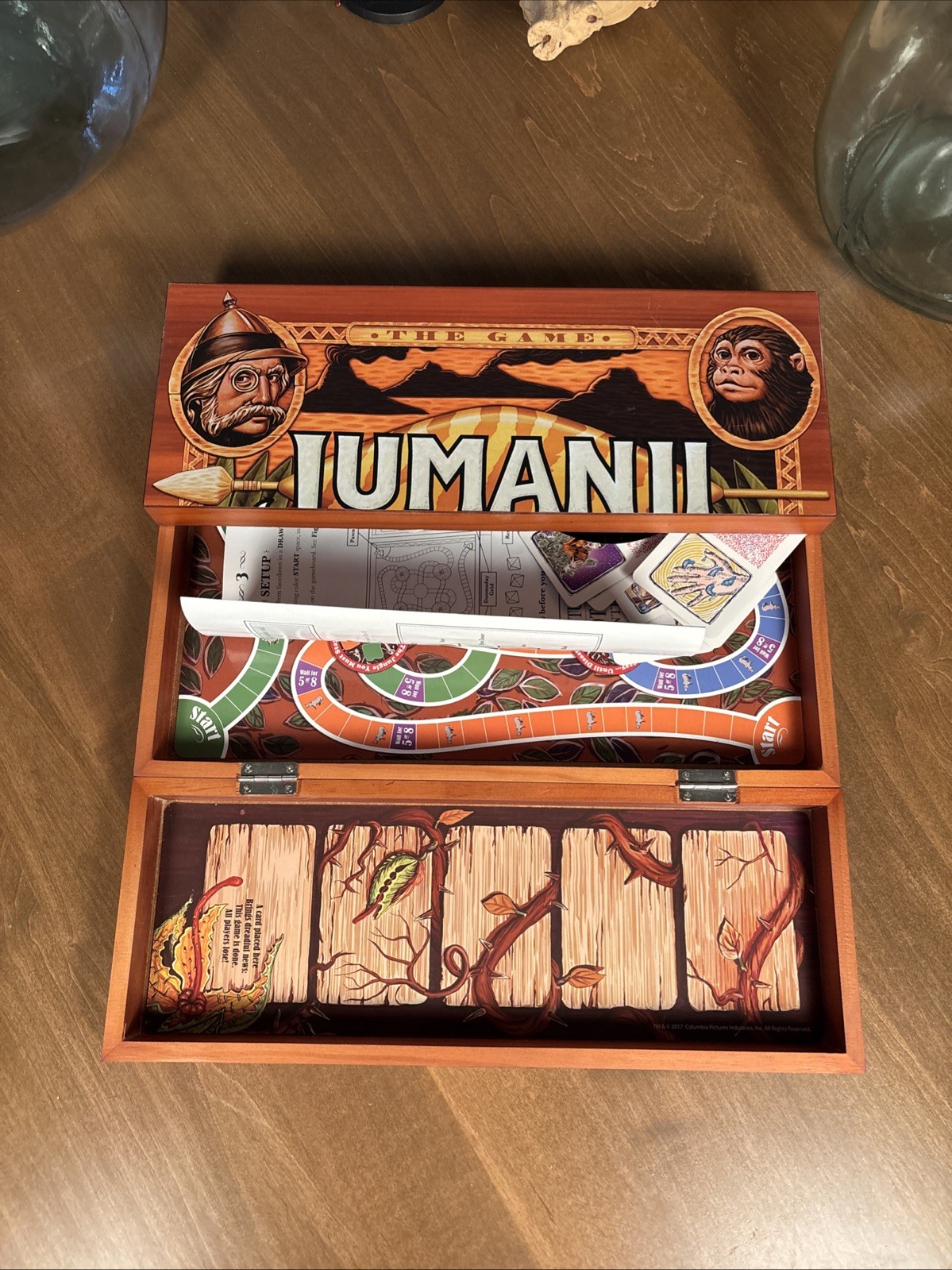 Jumanji Board Game Wooden Box Classic Retro Real Wood Case COMPLETE