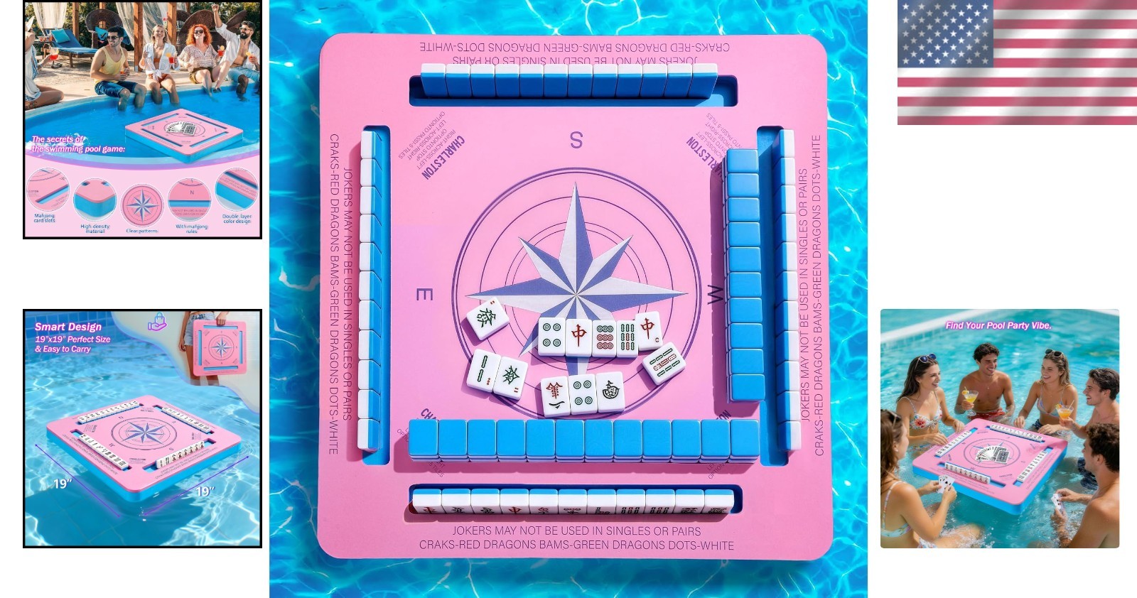 Floating Mahjong Table 19×19 Waterproof EVA Pool Game Surface for Card Games