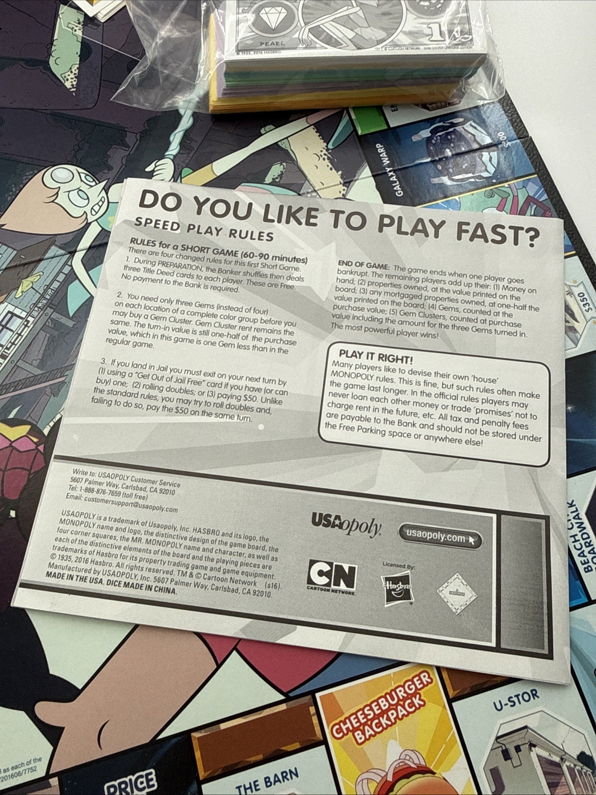 MONOPOLY STEVEN UNIVERSE EDITION USAopoly 2016 Cartoon Network 100% COMPLETE