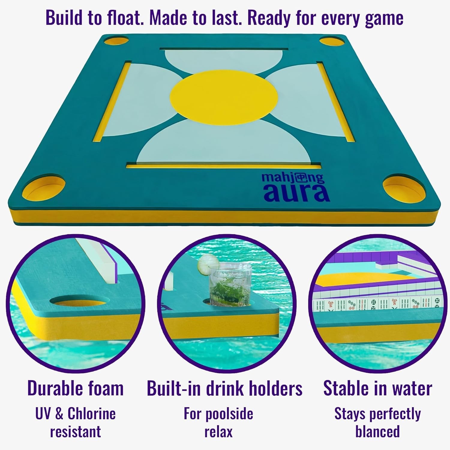 Mahjong Aura Floating Pool Table 31.5 Green – Card Games Float