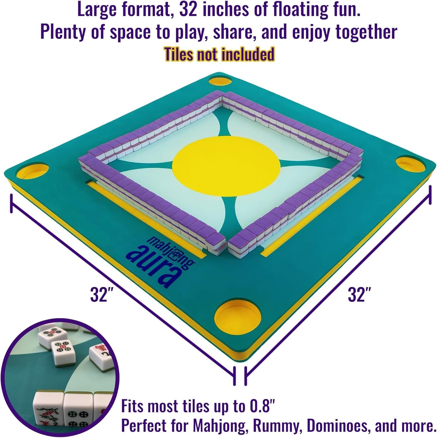 Mahjong Aura Floating Pool Table 31.5 Green – Card Games Float