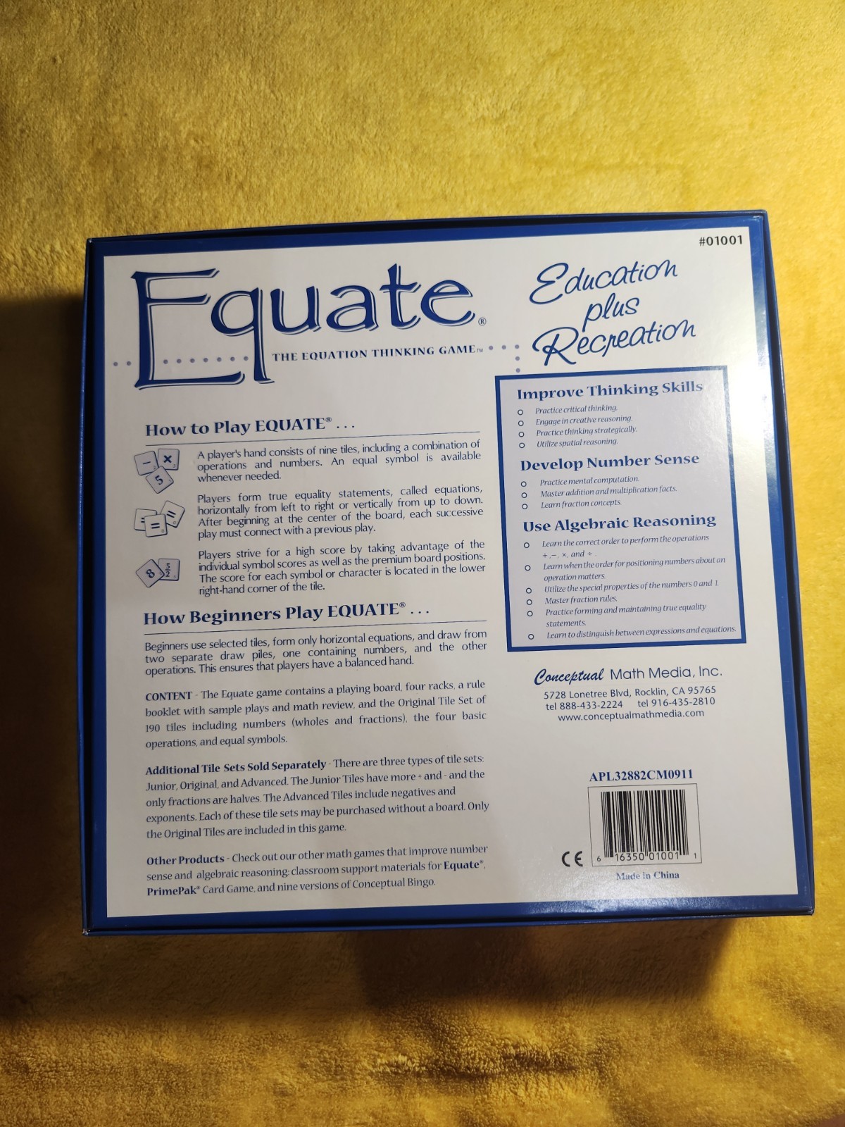 Equate Math Board Game COMPLETE 1996 Educational Numbers Equations