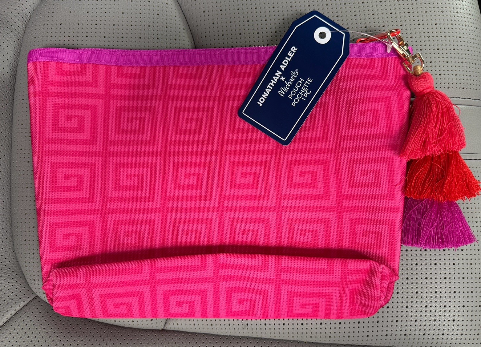 Jonathan Adler x Michaels Mahjong Pink MAHJ Tile Bag Zip Pouch NWT Ltd. Edition