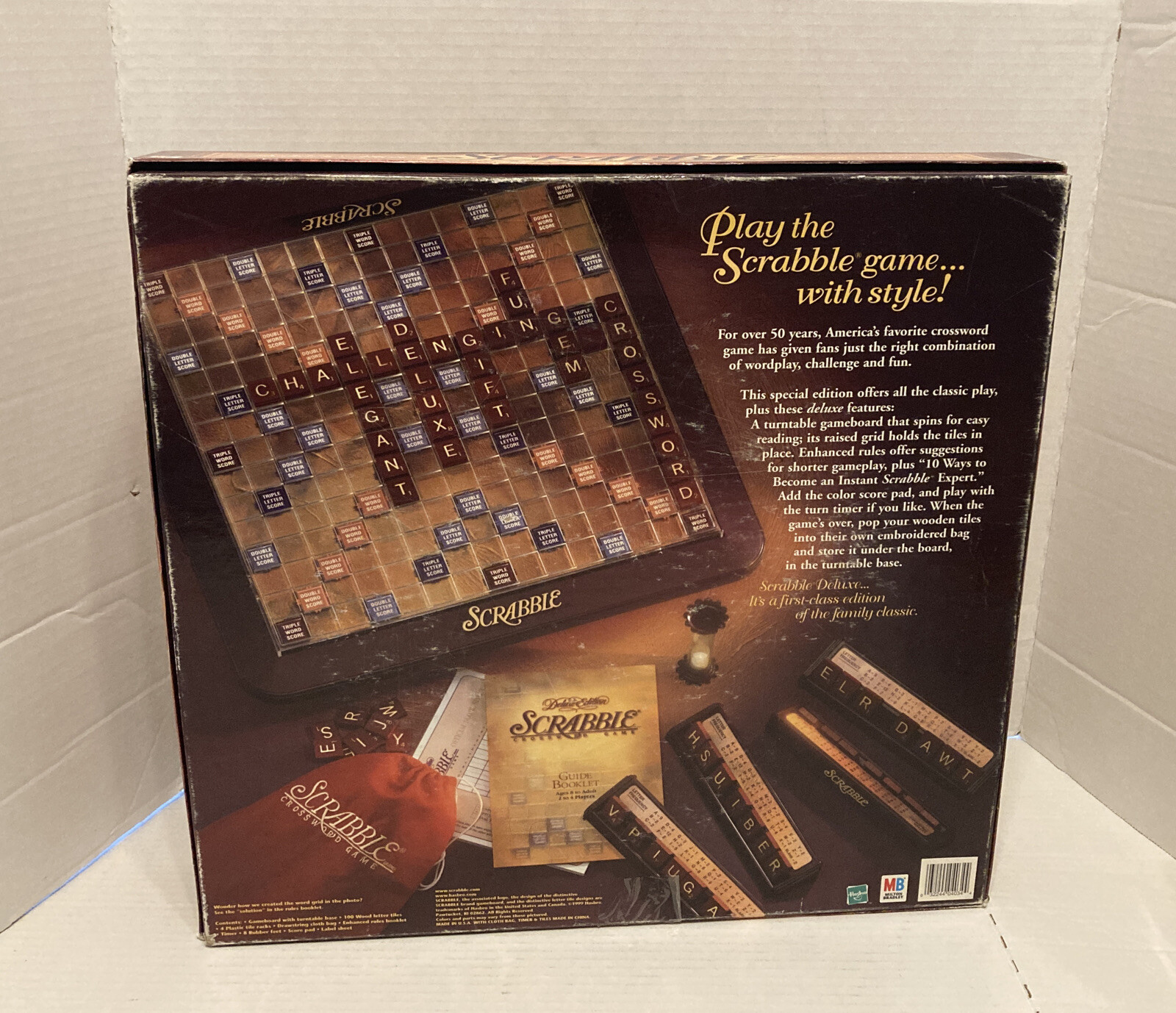 1999 Milton Bradley 4034 Scrabble Deluxe Edition Board Game