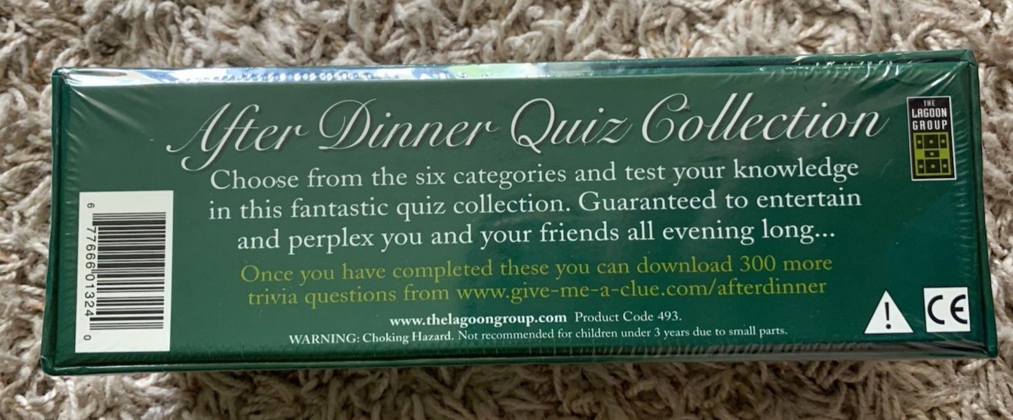 The Lagoon Group After Dinner Quiz Collection Game 6 Categories of Questions