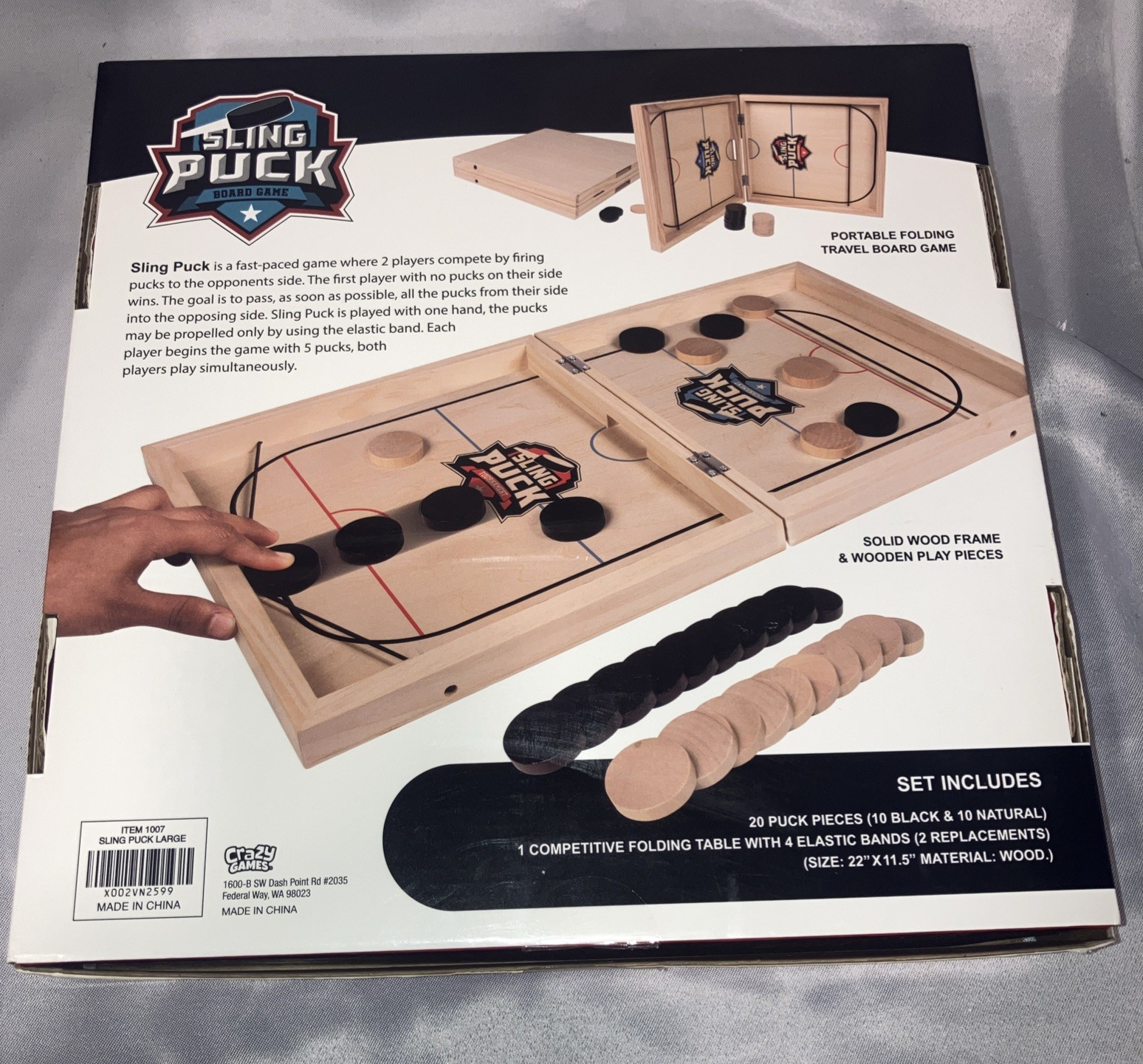 Crazy Games Fast Sling Puck table board game. Open Box, never used!
