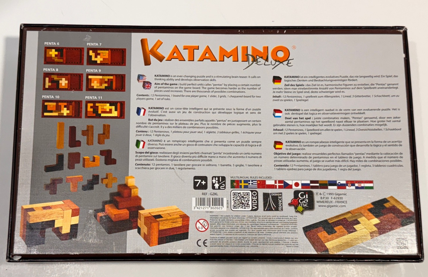 Katamino Deluxe Educational Board Game Wood Puzzle Gigamic Gorgeous Wood Pieces