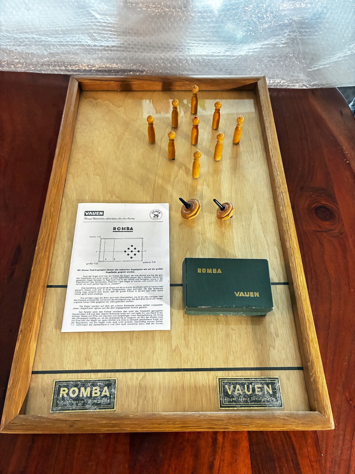 Romba bowling game table bowling game Vauen with instructions, from 1950 antique, like new 1