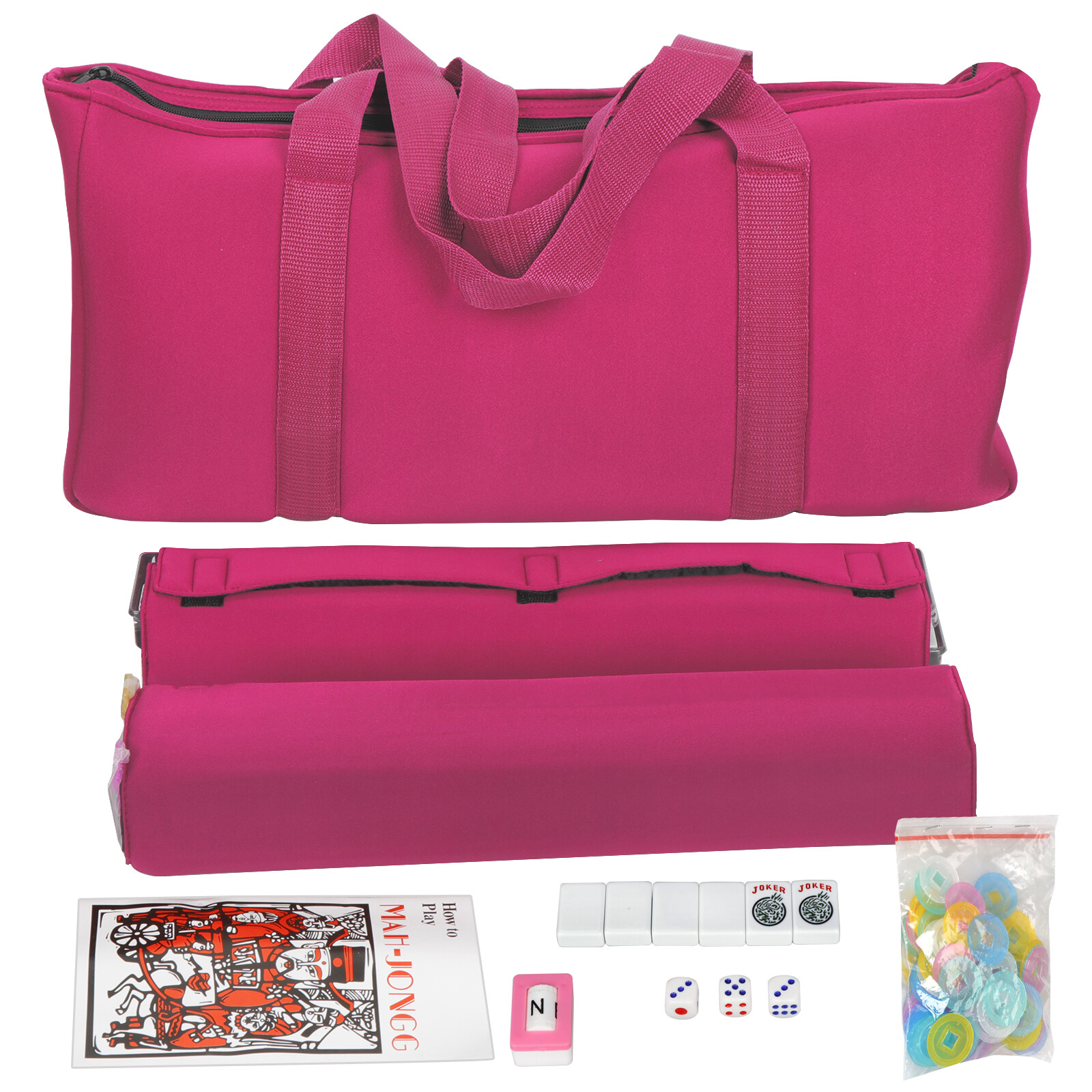 American Mah Jongg 166 Tile Mahjong Set 4 All-in-One Rack Pushers w/Portable Bag