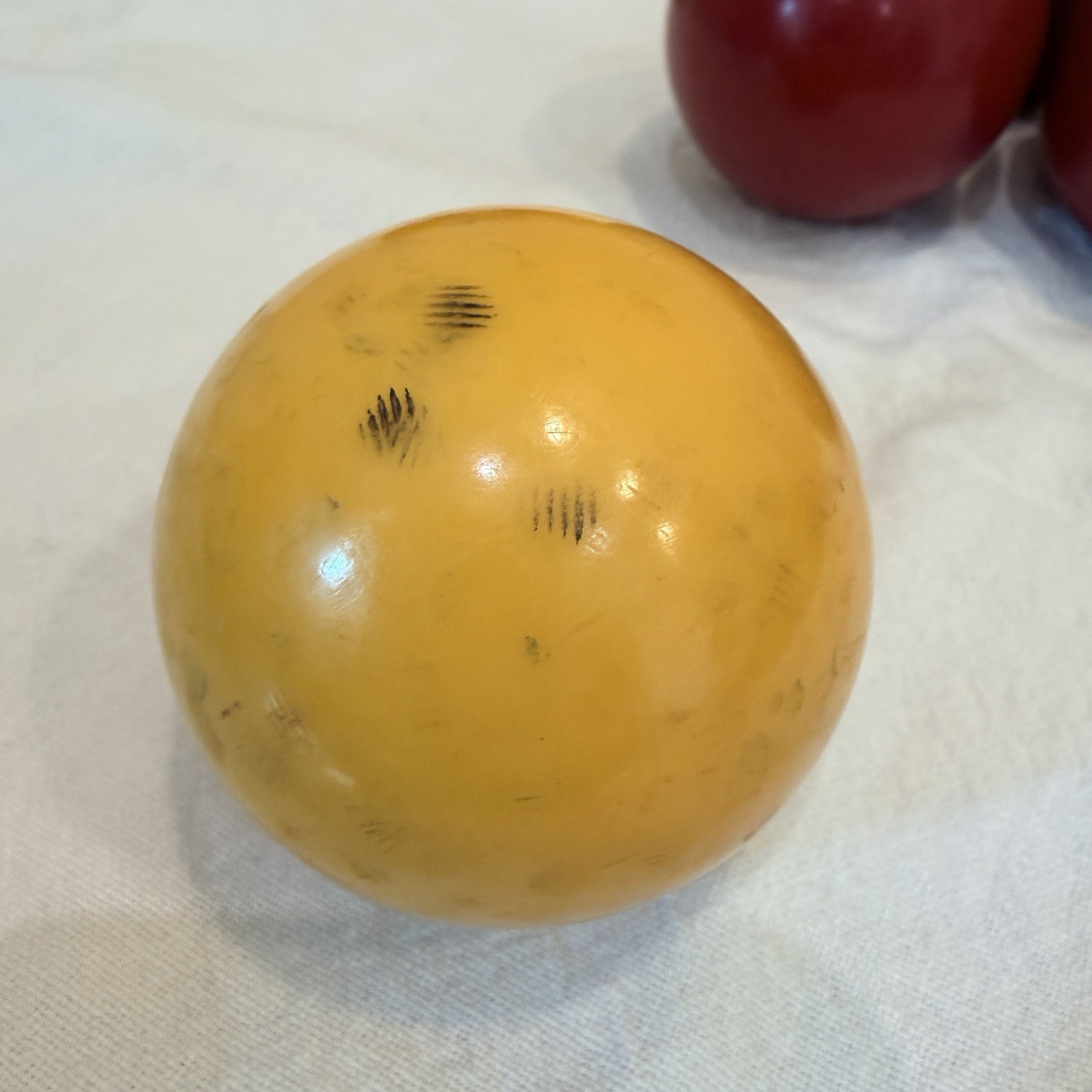 Vintage Bakelite Game Balls Lot 11 Cherry Red Butterscotch Yellow 54-57mm 1460g