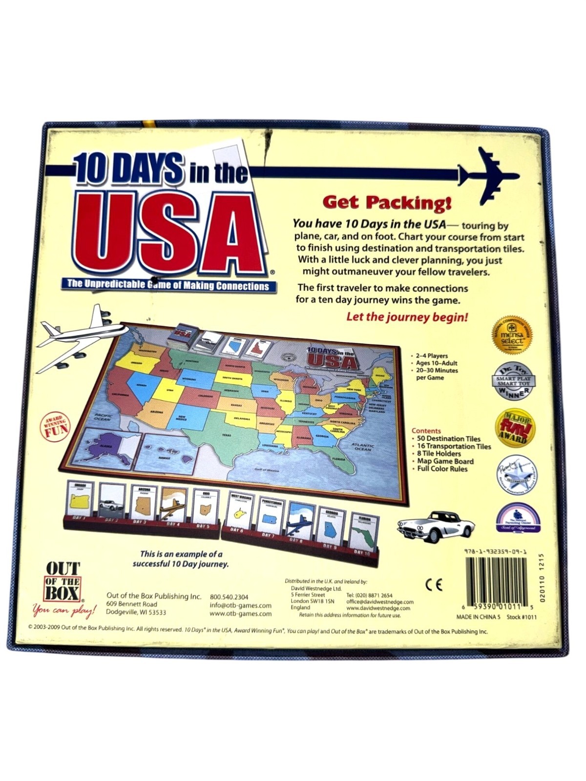 10 Days In The USA Travel Strategy Board Game Complete 2-4 Players complete