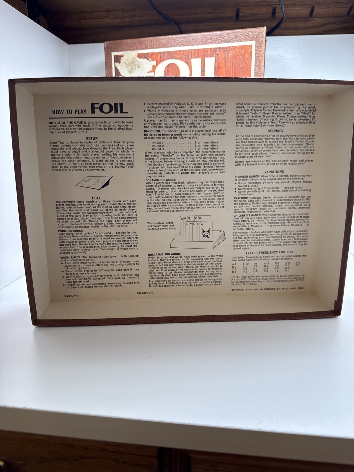 FOIL 1971 MCM Challenging game of words and wits Board Game