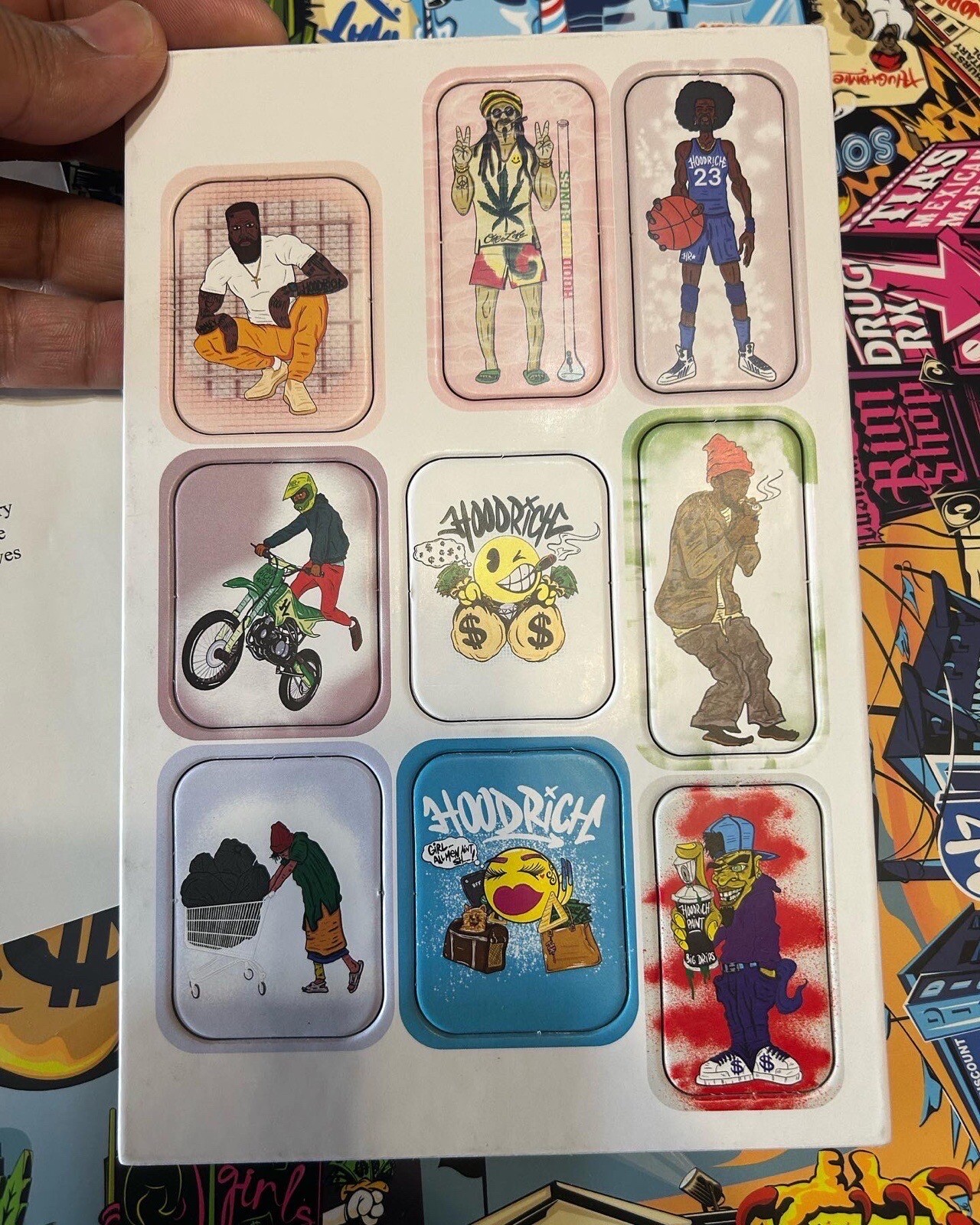board game (HoodRichTheGame) 2-8 Players, Dice, Cards And Characters.