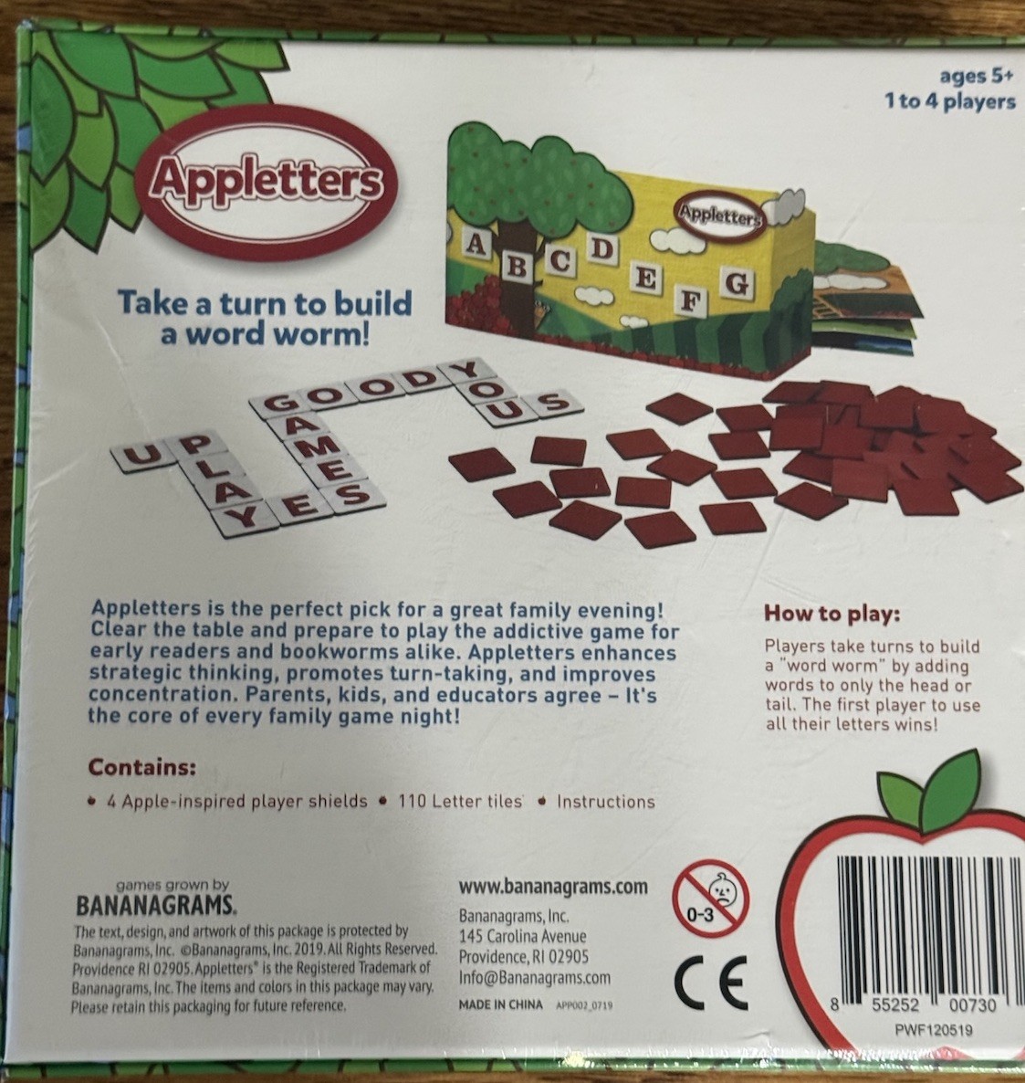 Bananagrams Appletters Educational Word Game 1-4 Players Ages 5+ Complete