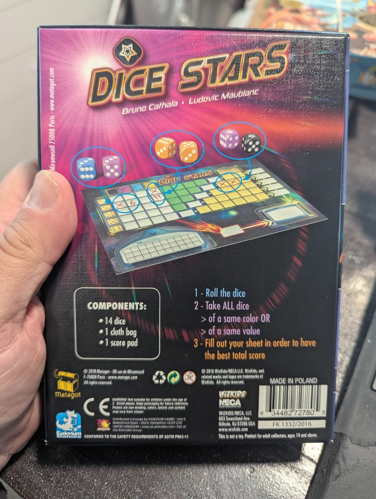 DICE STARS Dice Game Bruno Cathala WizKids 100% COMPLETE 2016
