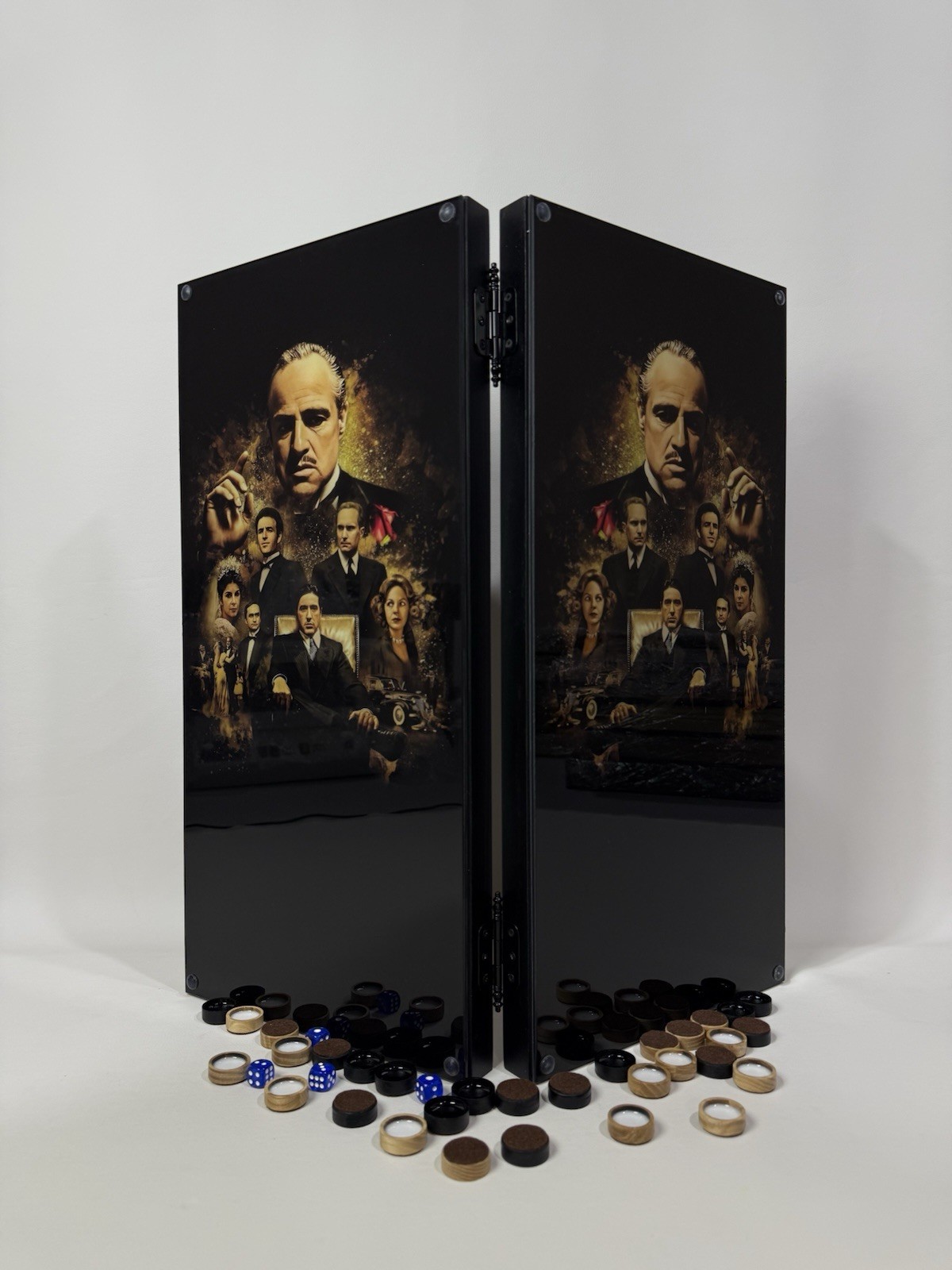 The Godfather Backgammon Board – Handmade Ash Wood & Glass Set, Luxury Gift