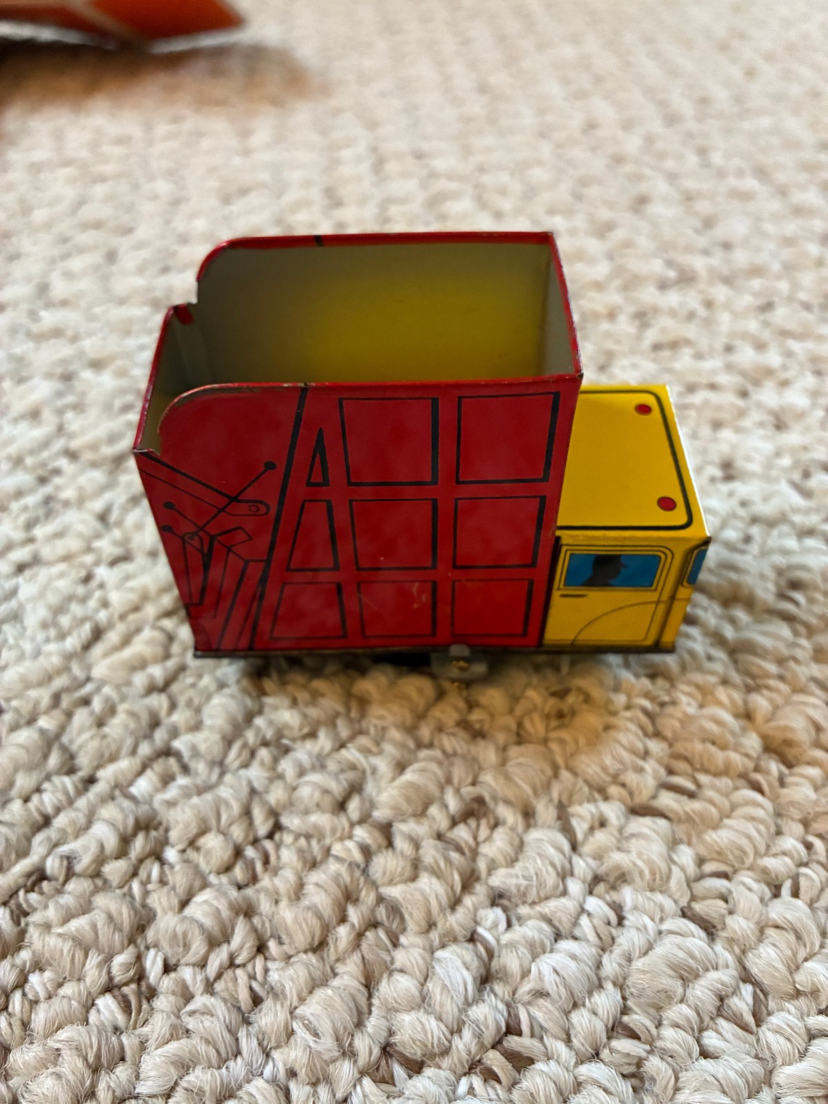 1970 Vintage Tricky Trash Truck Schaper Games Japan Wind Up & Working Tin Litho