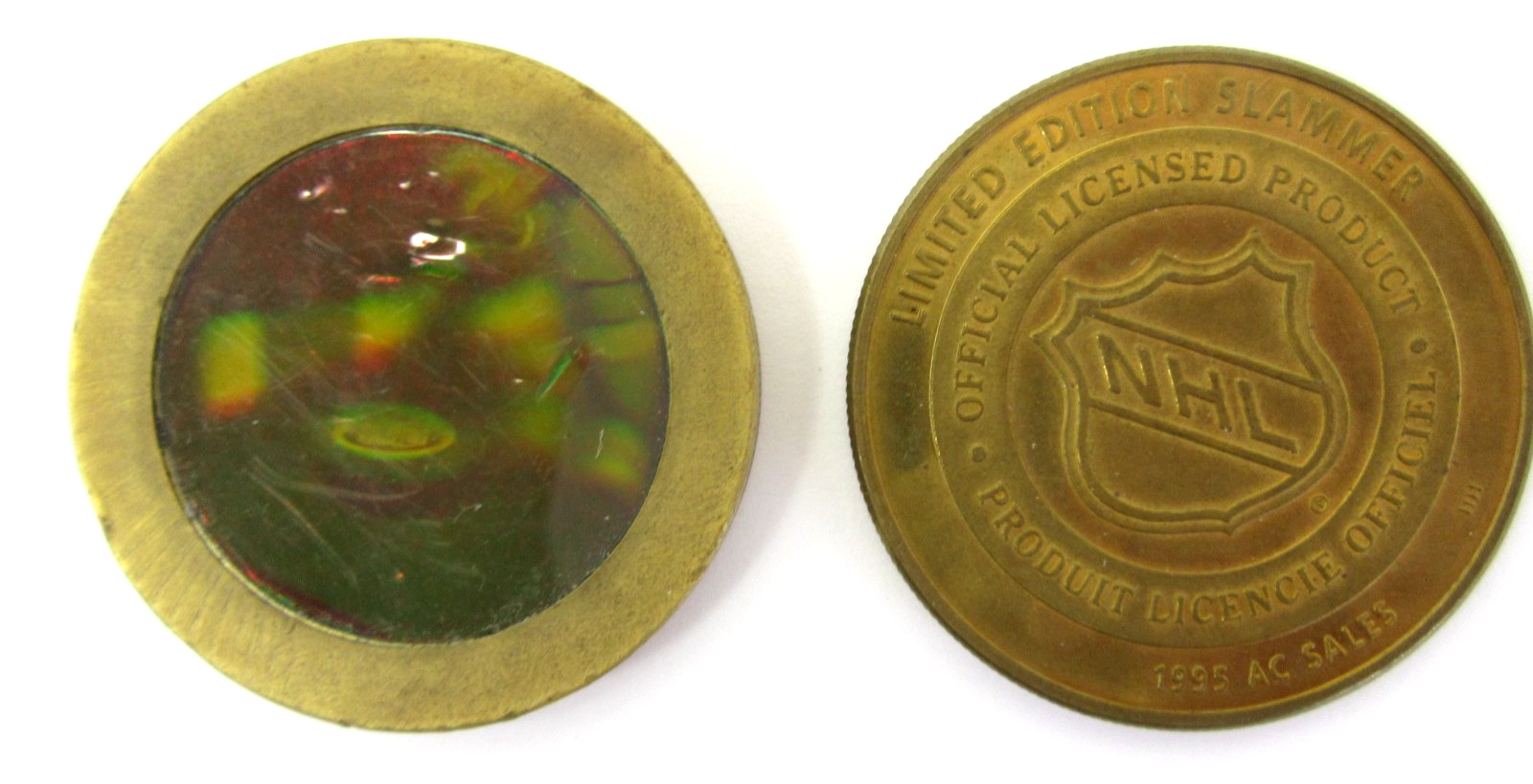 NHL Limited Edition Slammer Pogs 1995 AC Sales Metal Token Hologram Slap Shot