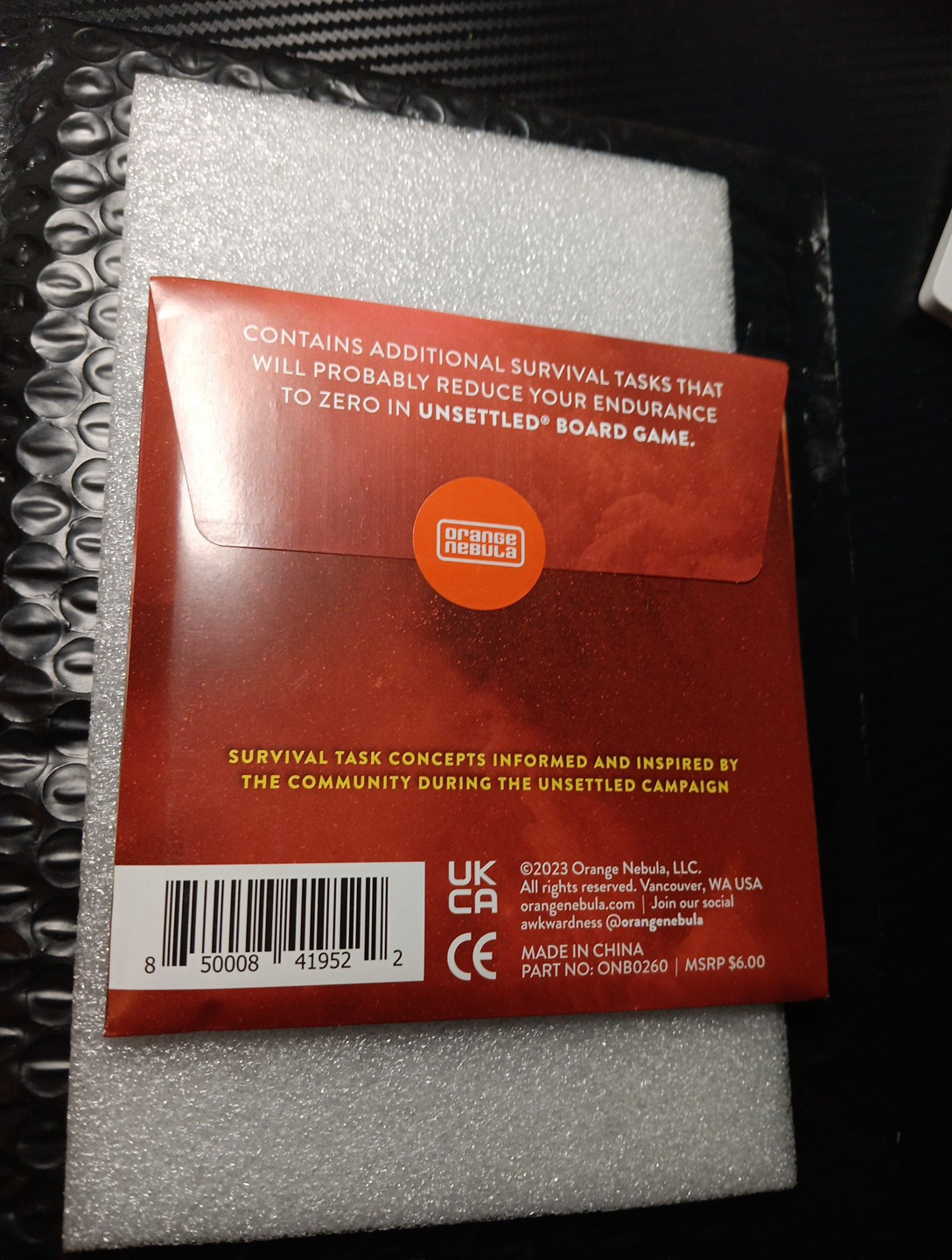 Orange Nebula Board Game Unsettled – Survival Task Pack 1 Bag New