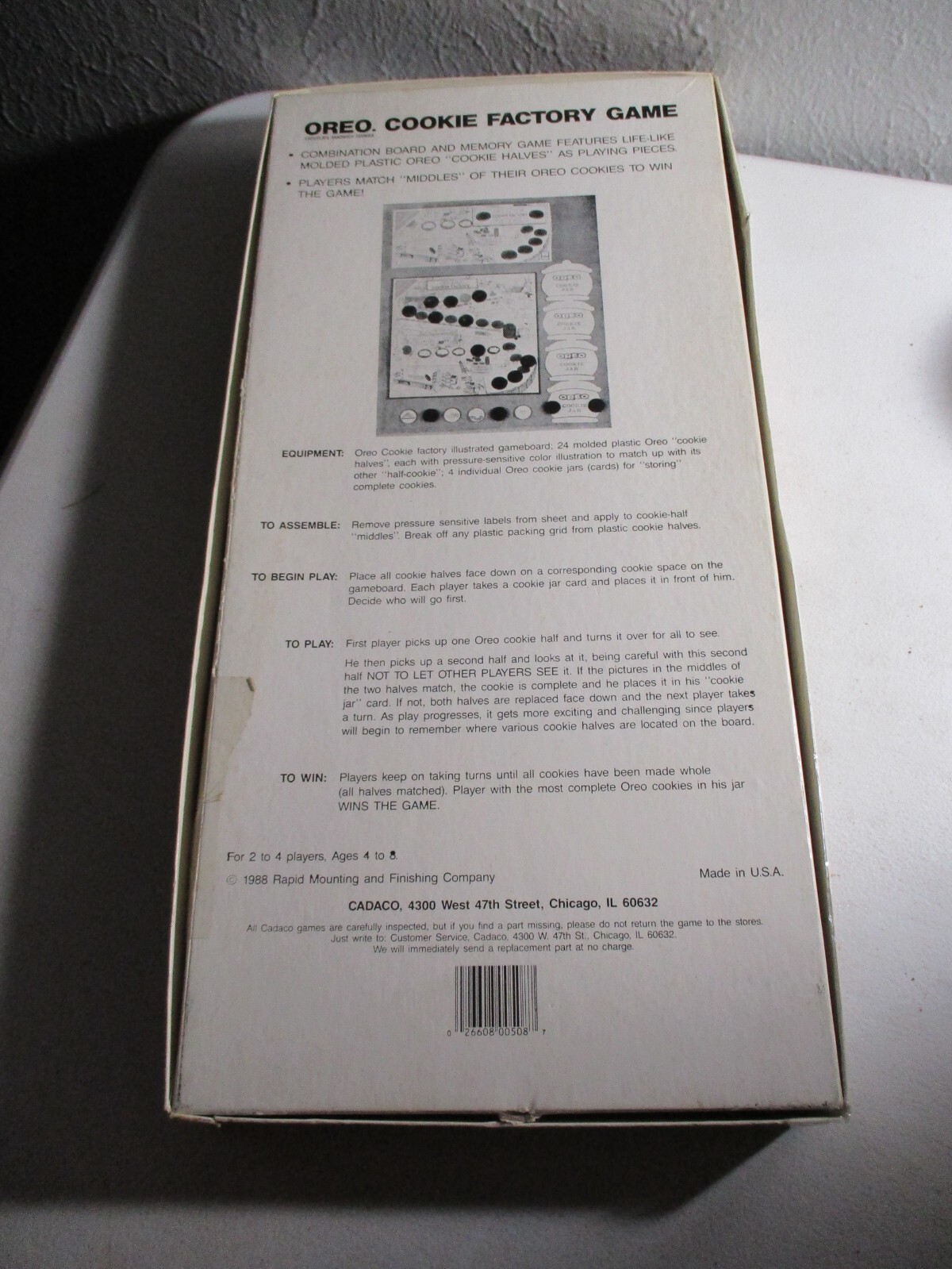 Vintage 1988 Nabisco Oreo Cookie Factory Match Game by Cadaco Complete #508