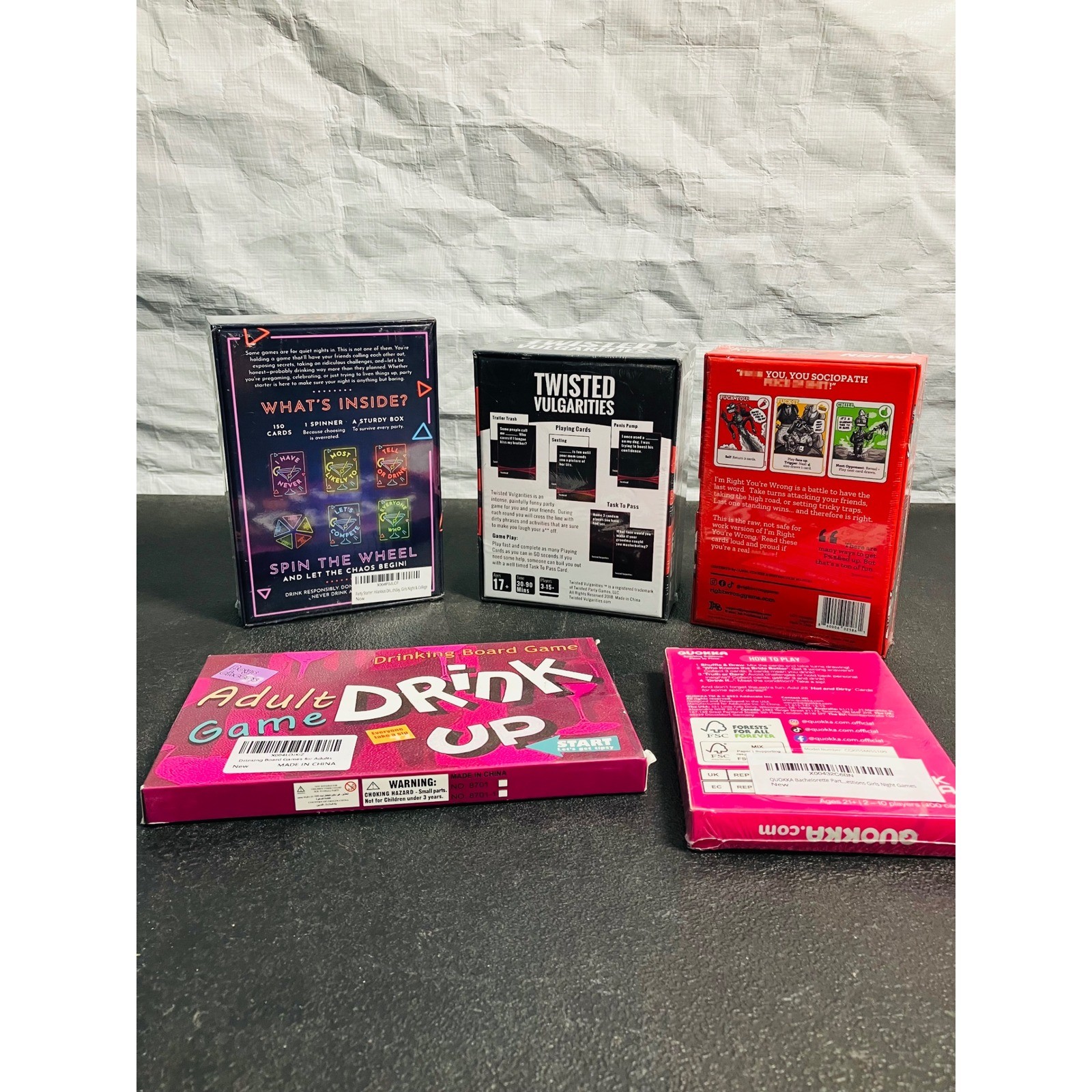 Lot of 5 Adult Party Games Twisted Vulgarities Party Starter NSFW Drinking Games