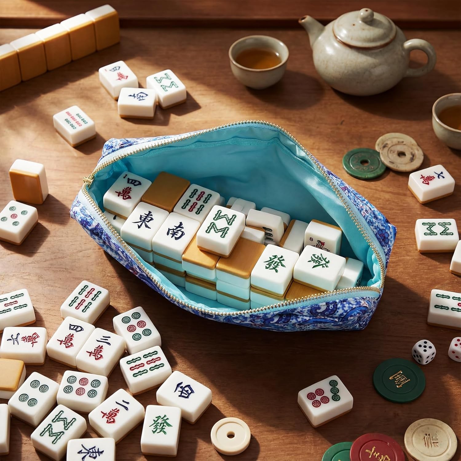 Empty Mahjong Tiles Bag Thickened American Mahjong Tiles Bag with Zipper Board G