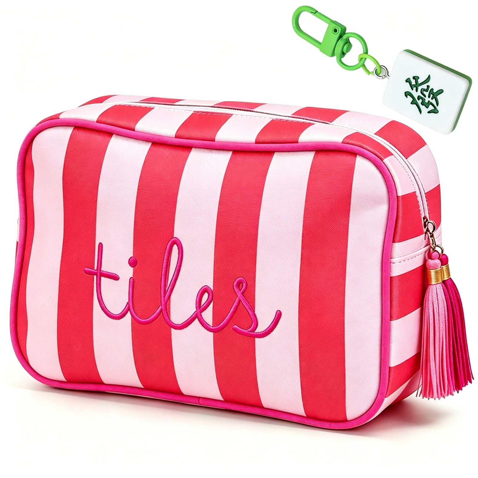 Mahjong Tile Bag, Thickened Canvas Zippered Mahjong Storage Pouch, Embroidere…