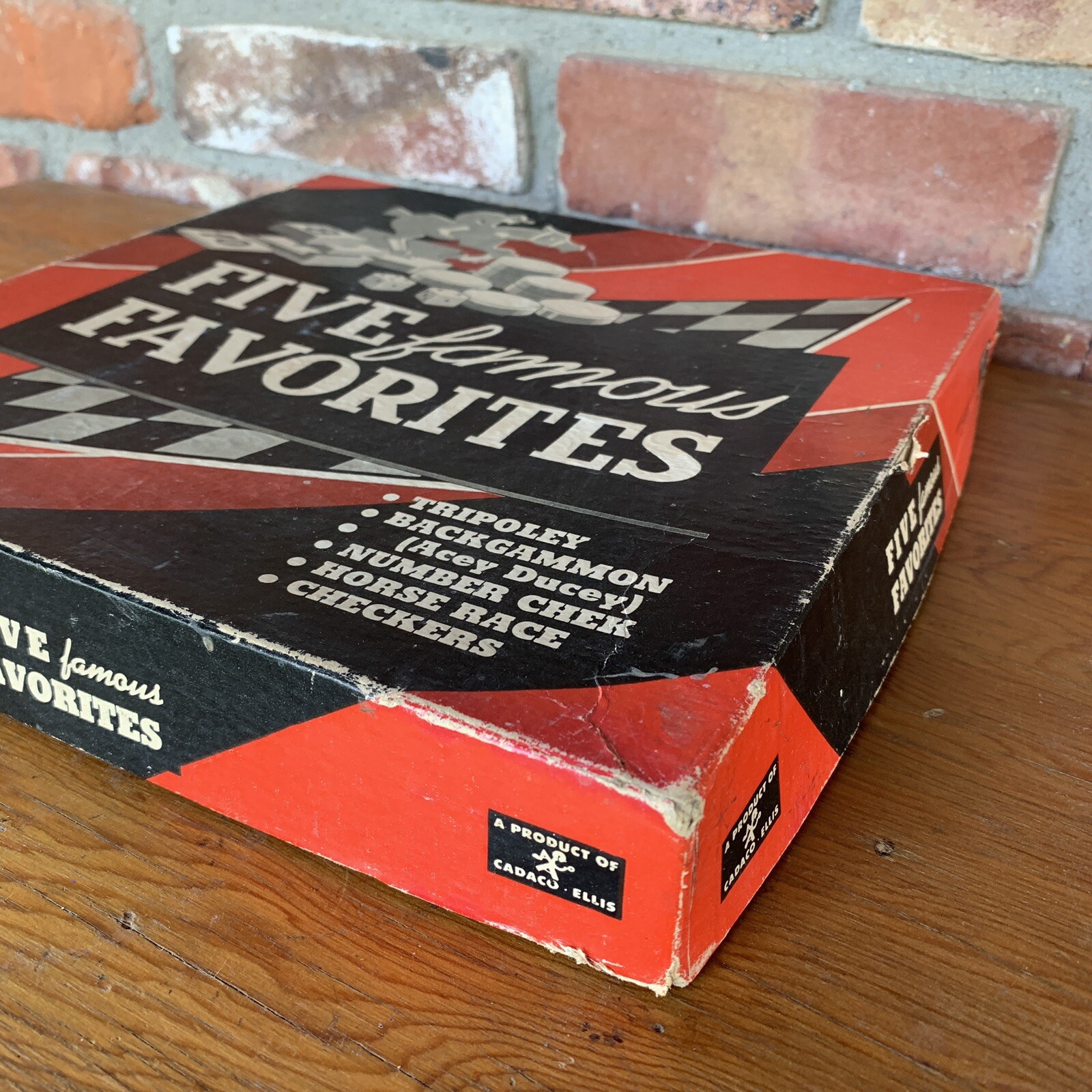 Vtg Game BOX ONLY prop Five Famous Favorites 1943 Horse Race Casino Game Rm Wall