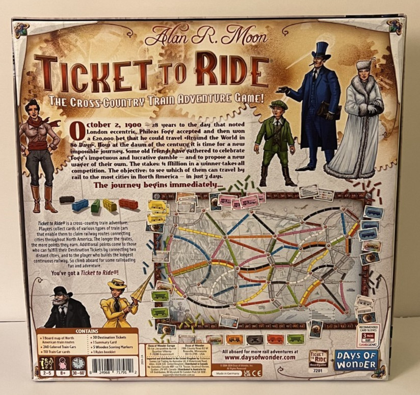 Ticket To Ride Board Game Days of Wonder Alan R Moon Complete Used Train Strateg