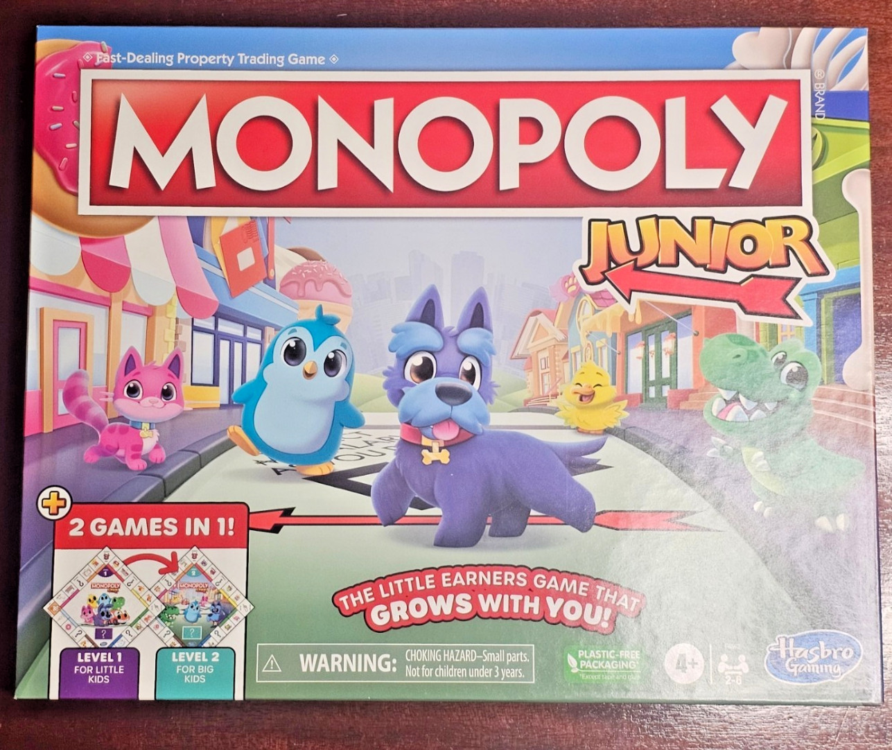Monopoly, Junior NEW! Age 4 up 2 Games in 1 little kids to Adult, Hasbro Games