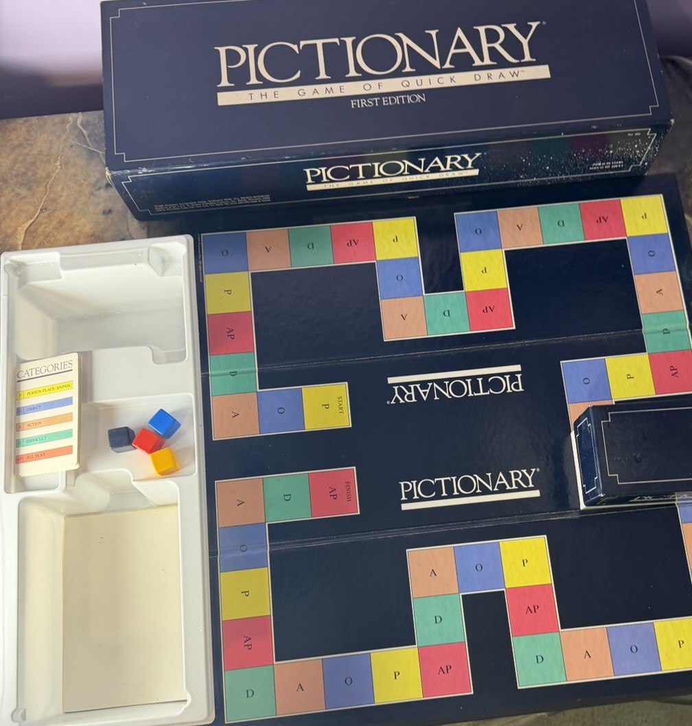 Pictionary 1985 First Edition Board Game Original Box – Missing Blank Pads