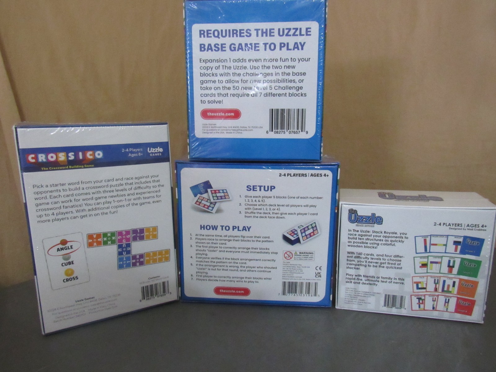 NWT Lot of 4 The Uzzle Board Game Family Block Puzzle Games, Expansion & More