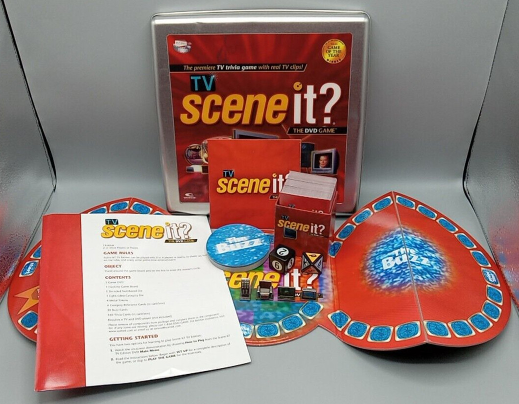 2006 Scene It? TV Trivia DVD Game by Screenlife – Complete in Collector Tin Box