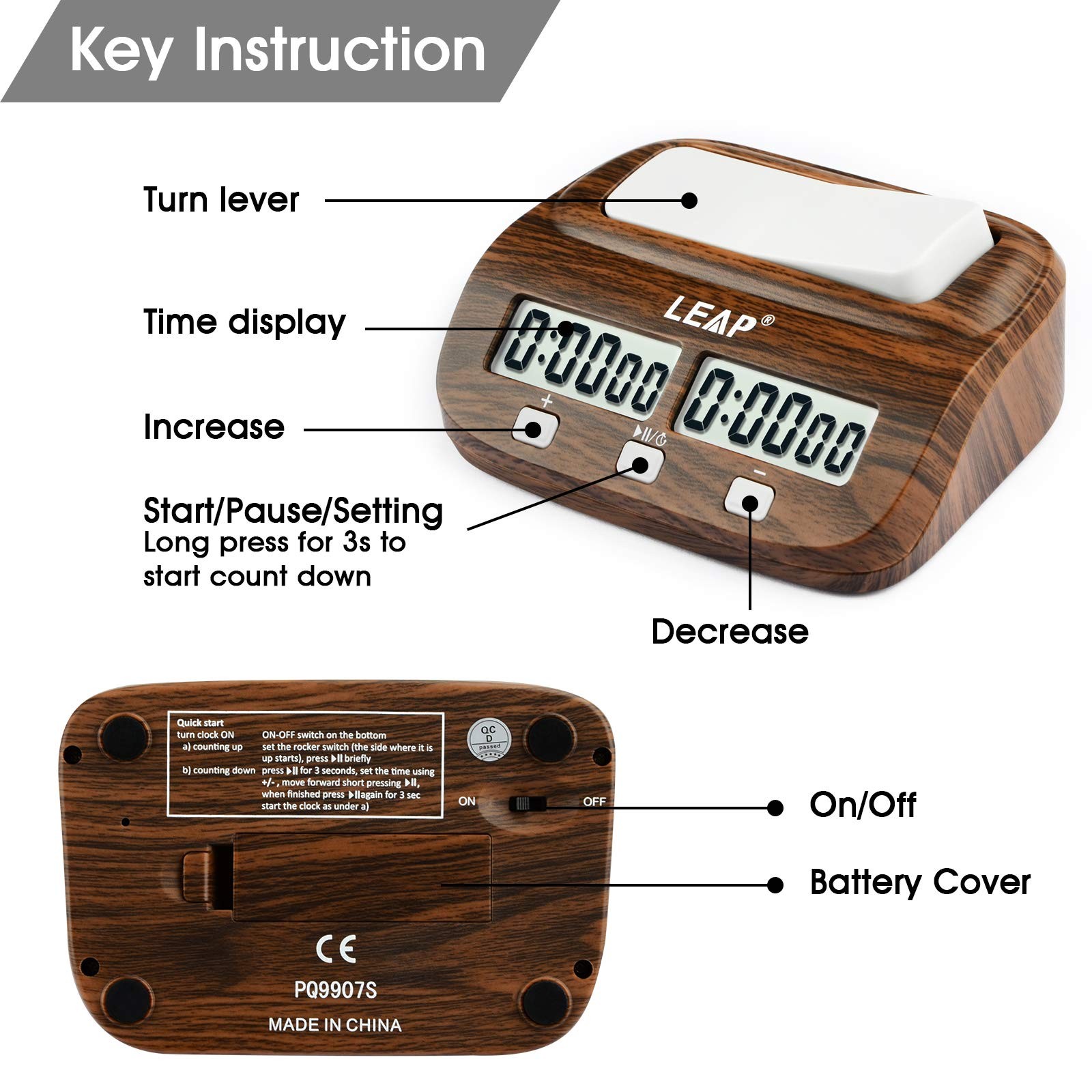 Chess Clock Digital Chess Timer Professional for Board Games Timer with Alarm…