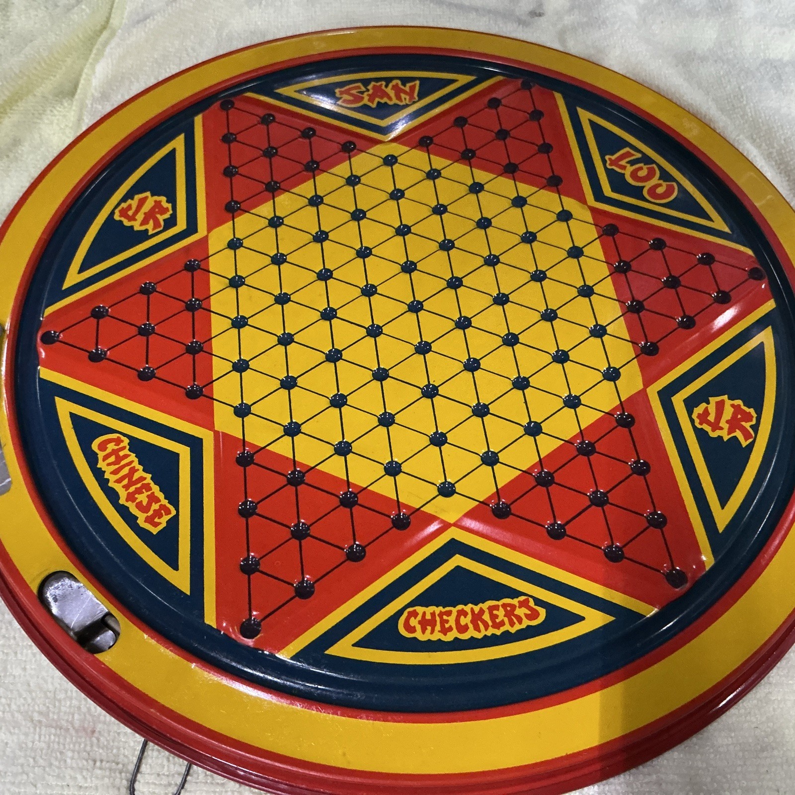Vintage San Loo Junior Chinese Checkers Tin Litho Board Northwestern Products