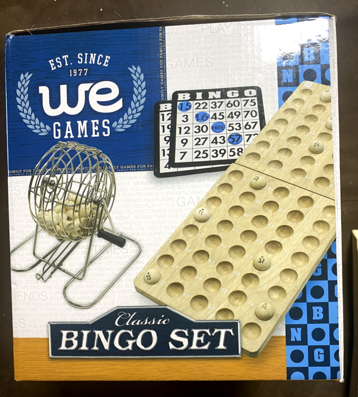 WE Games Retro Bingo Game Set with Metal Rotary Cage, Deluxe Wooden Master