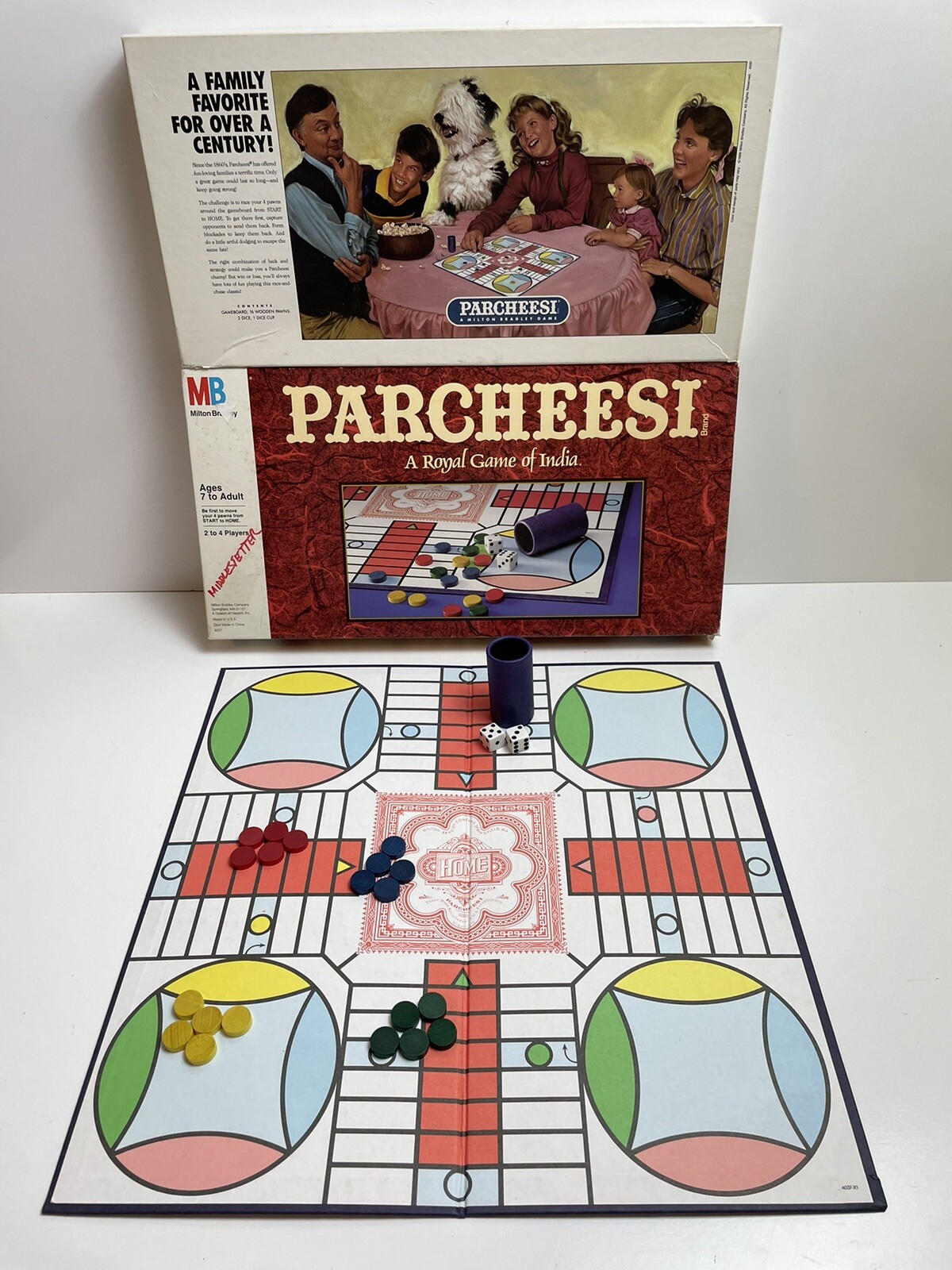 Vintage 1989 Milton Bradley Parcheesi Board Game Complete