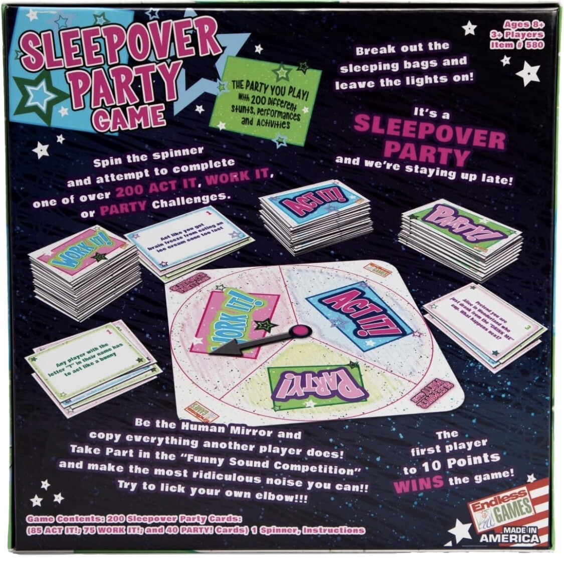 “THE SLEEPOVER PARTY GAME” 2014 Ages 8+ NEW Factory Sealed By Endless Games