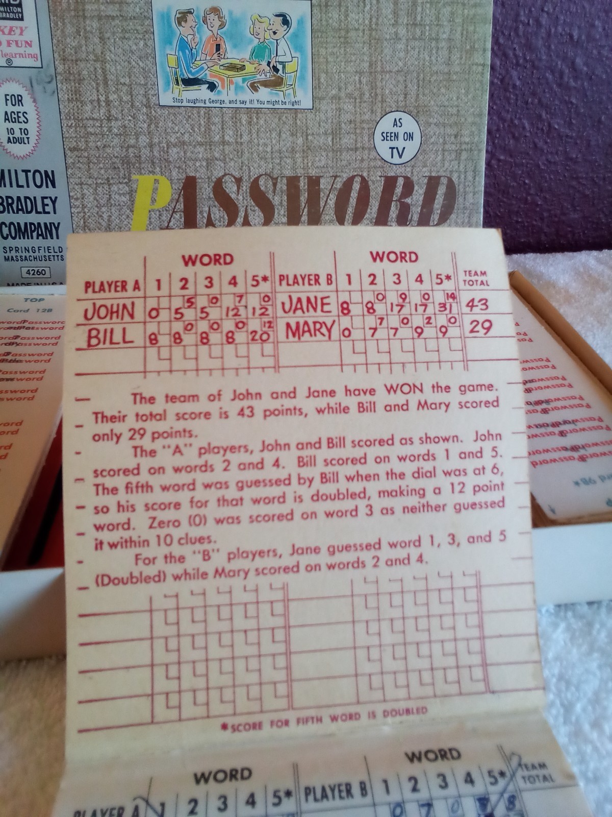 Vintage 1962 Milton Bradley Password Game#4260 Complete Game!