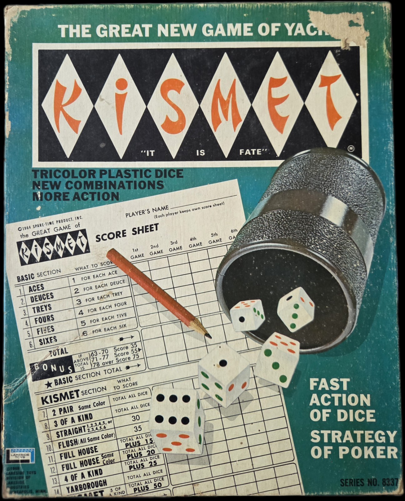Vintage KISMET DICE GAME Lakeside Games 1969 100% Complete Score Sheets/Pencil