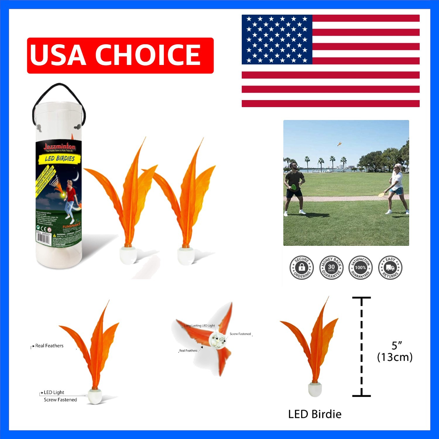 Jazzminton Paddle Ball Game LED Birdies, or Light Up Shuttlecock – New and Im…