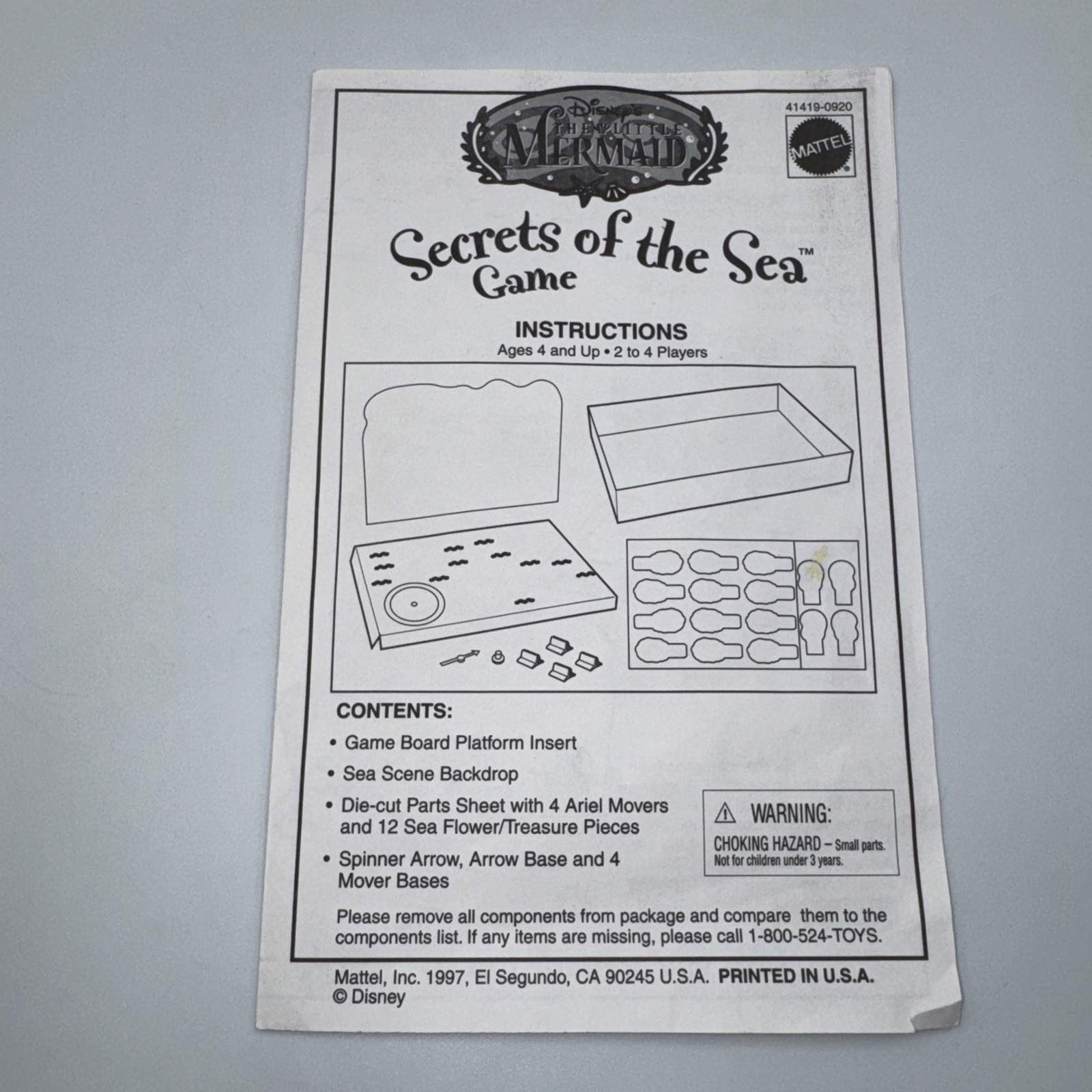 Disney’s The Little Mermaid Secrets Of The Sea Board Game VTG 1997 Complete!