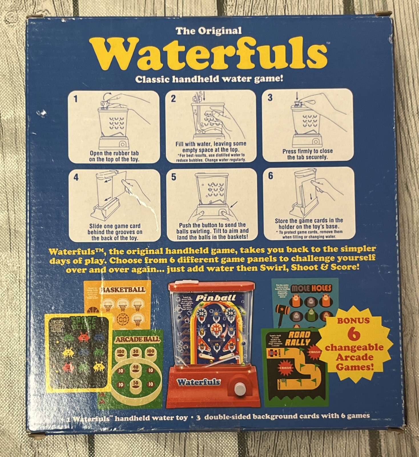 Original Waterfuls Classic Handheld Water Game – 6 Interchangeable Back Panels