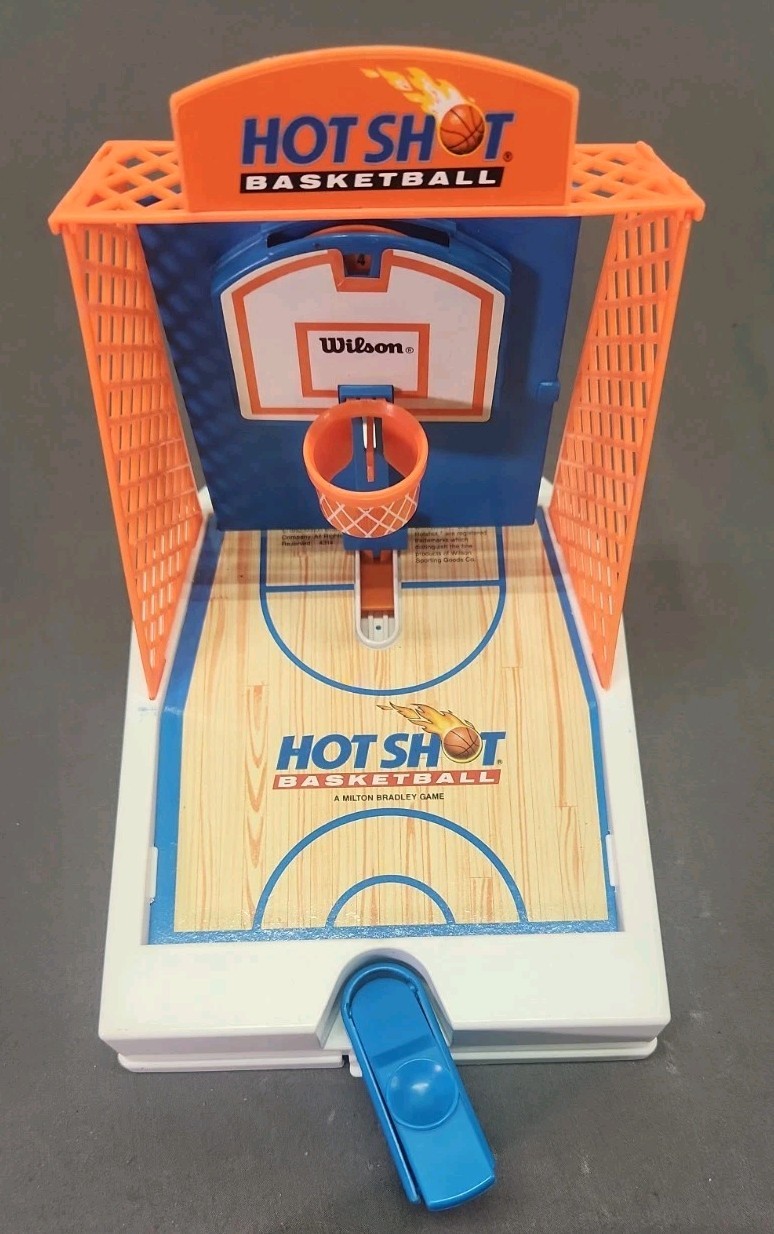 Vintage 1992 Milton Bradley Hot Shots Basketball Travel Game With Extra Pieces.