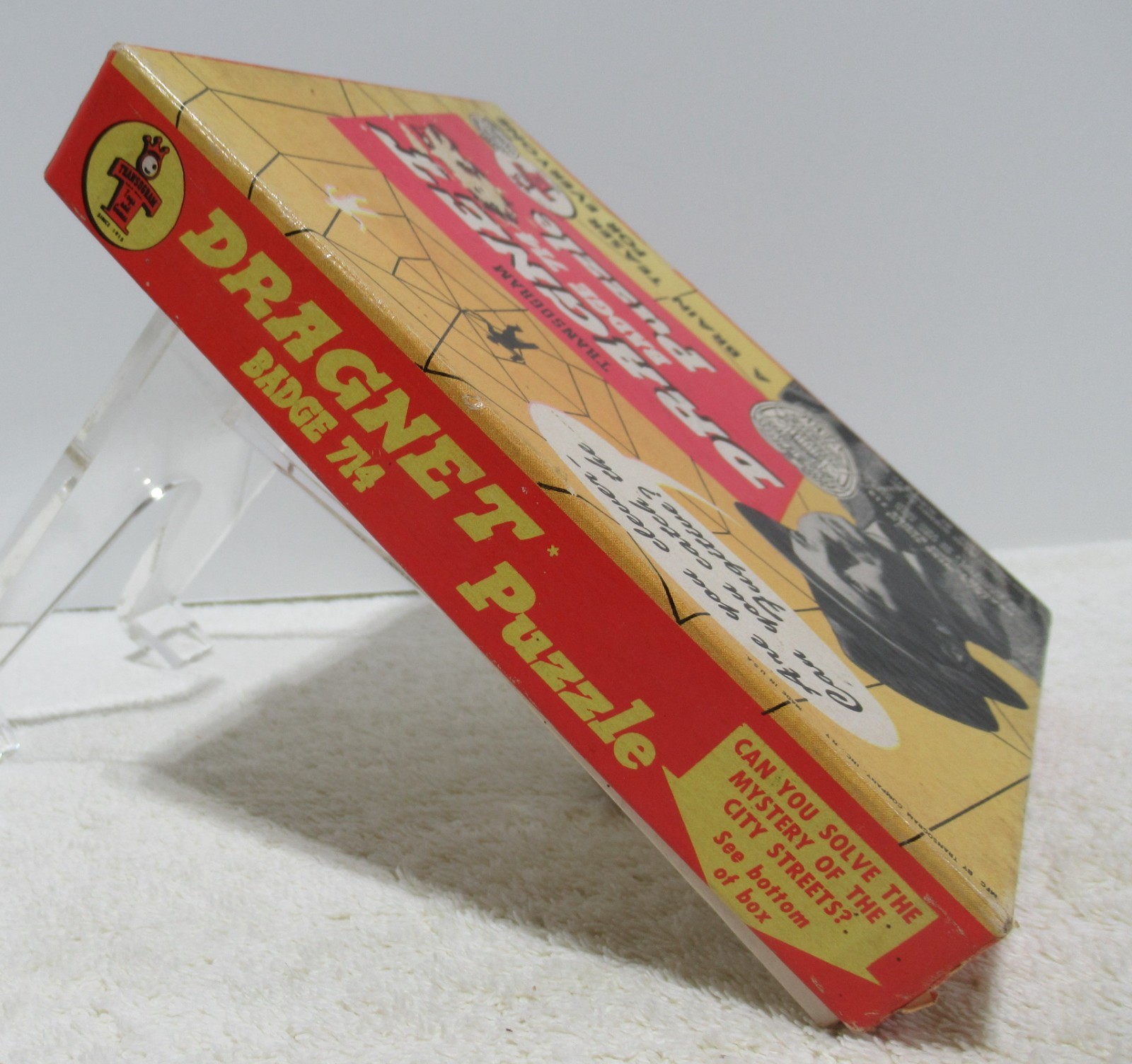 DRAGNET BADGE #714~BRAIN TEASER PUZZLE~VINTAGE 1955~TRANSOGRAM CO.