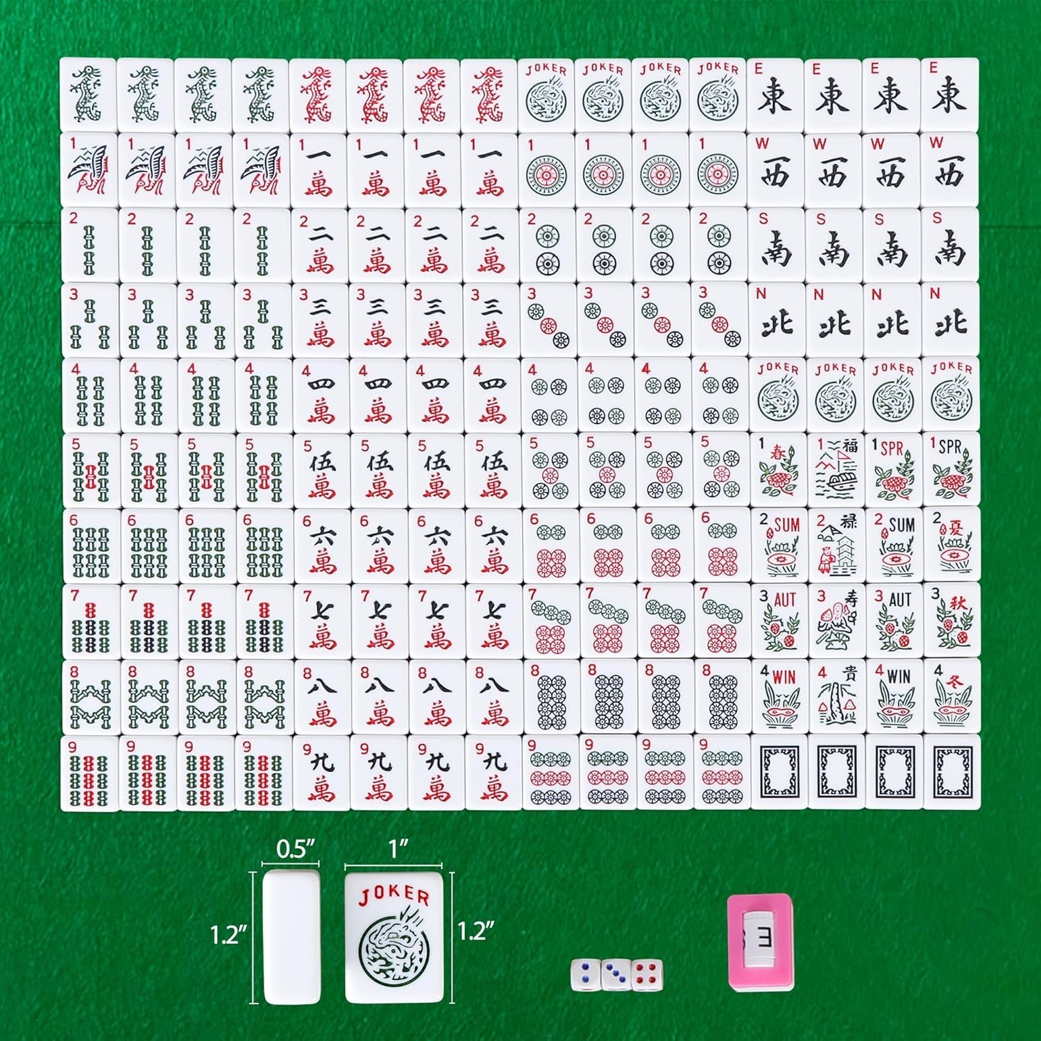 NEW American Mah Jongg Set 166 Tiles Full Size Complete Mahjong Set Red Bag
