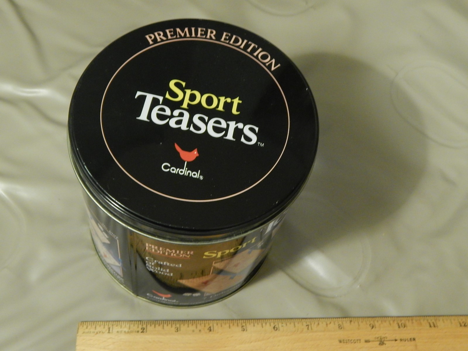 1993 Sport Teasers “7 Different Brain Busters” [Solid Wood] METAL TIN ~Cardinal~