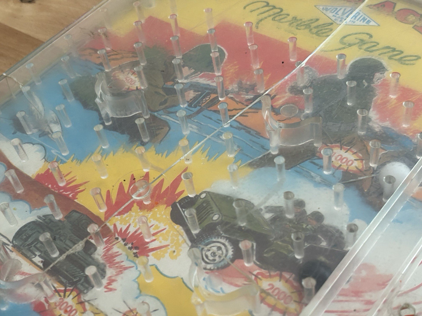 VTG 50’S Wolverine Toys BATTLE ACTION MARBLE GAME Tabletop Pinball 16” x 10”