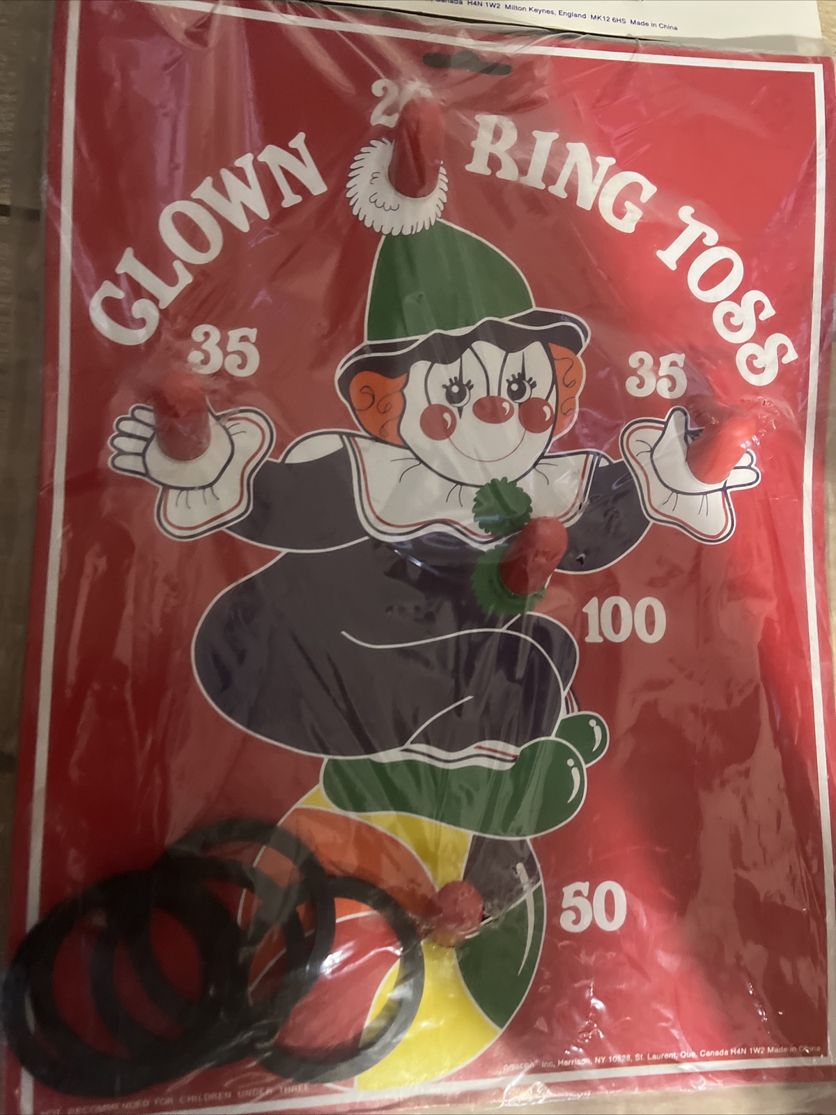 VTG AMSCAN INC CLOWN RING TOSS #27050 top opened plastic bbos