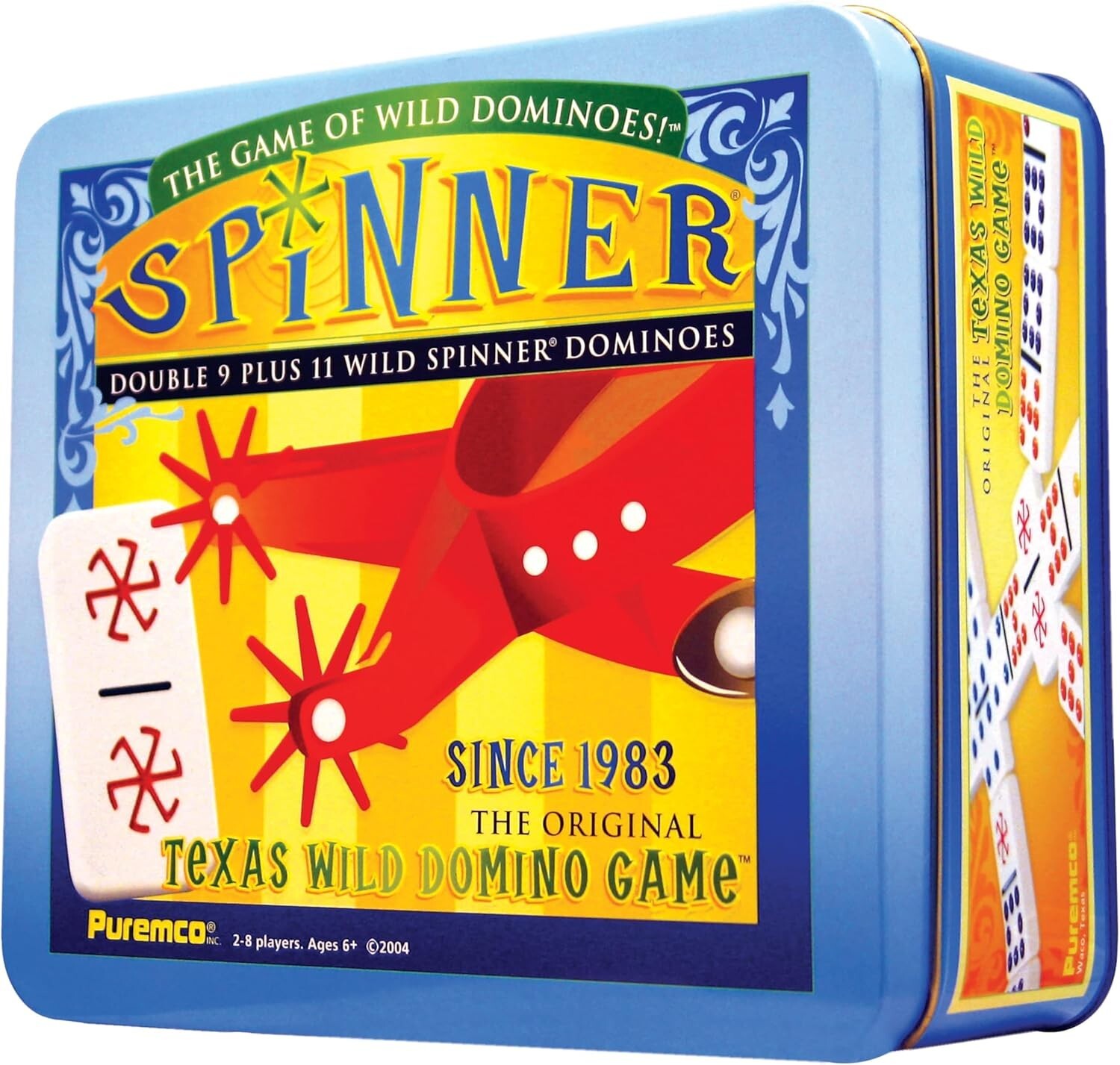 2004 Spinner Game of Wild Dominoes Travel Tin 2 to 8 Players NEW FREE SHIPPING